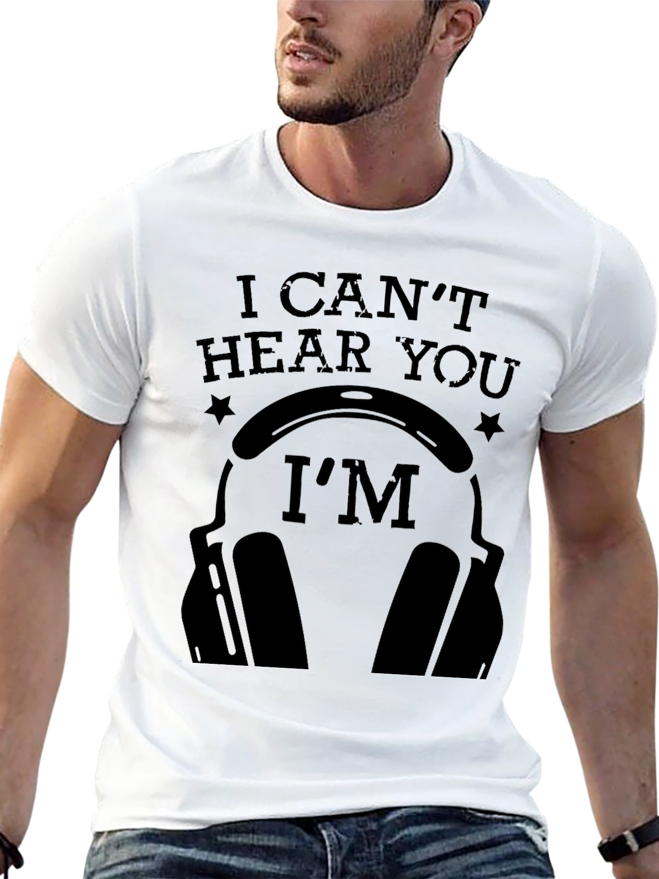 Black I Can't Hear You I'm Gaming T-Shirt - Black Cotton Tee view 13