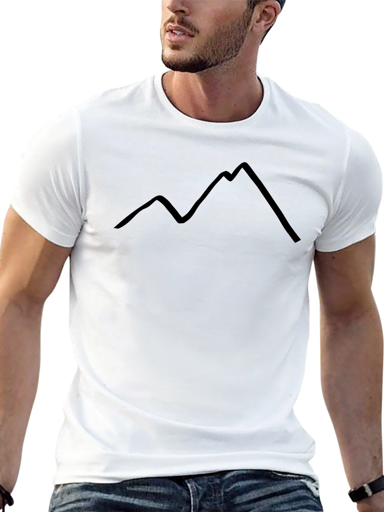 Black Mountain Outline Black T-Shirt view 13