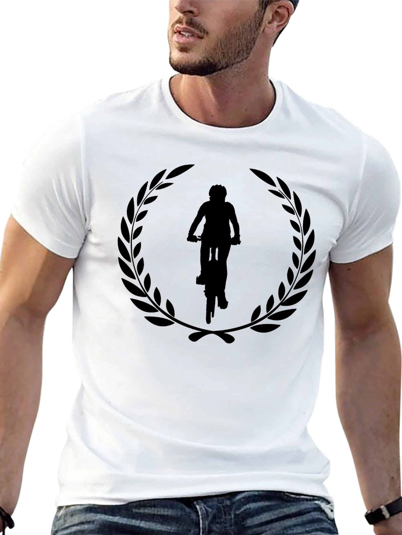 Black Cyclist Laurel Wreath Graphic Tee - Black view 13