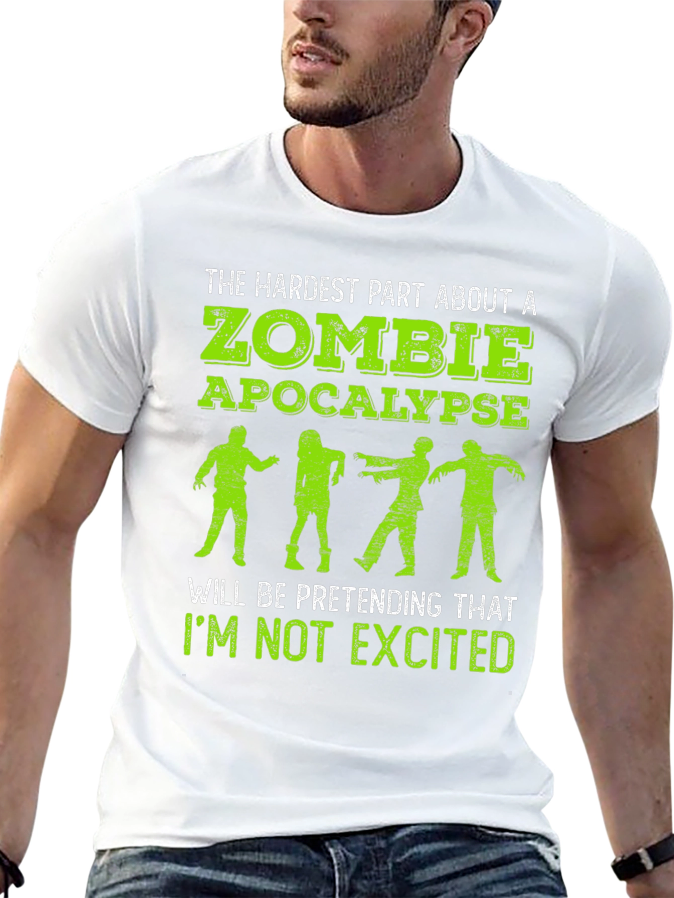 Black Zombie Apocalypse T-Shirt - Hardest Part is Not Getting Excited view 13