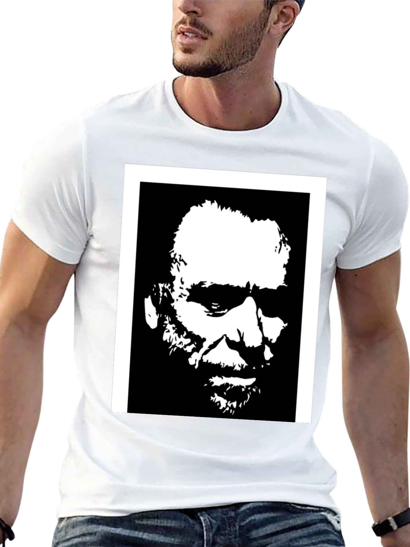 Black Black T-Shirt with Portrait Graphic view 13