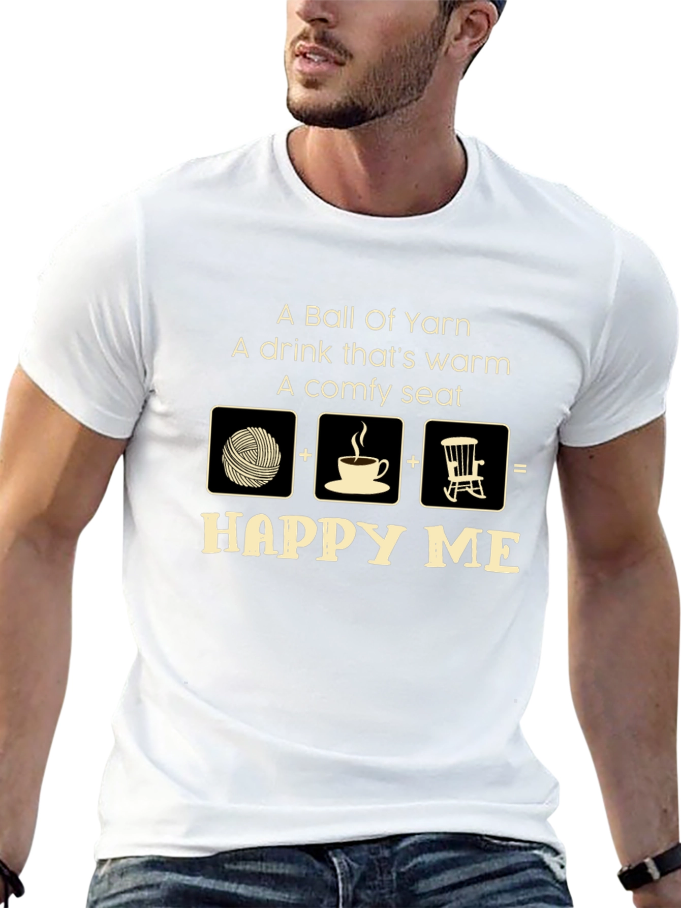 Black Happy Me Yarn Lover T-Shirt view 13