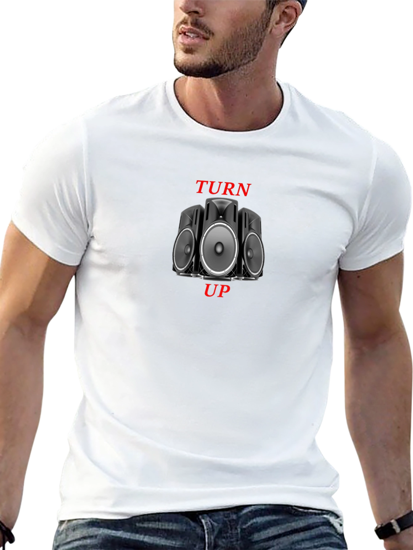 Black Turn Up Speaker Graphic Black T-Shirt view 13
