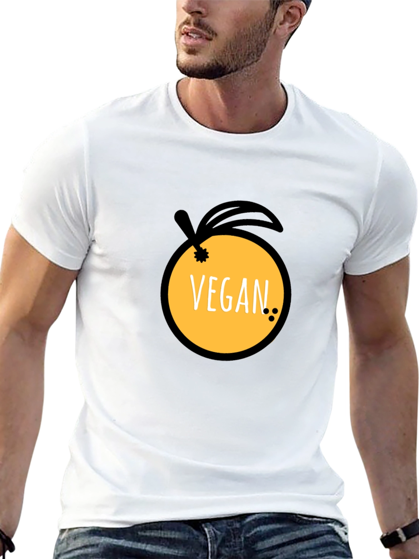 Black Vegan Orange Graphic Tee view 13