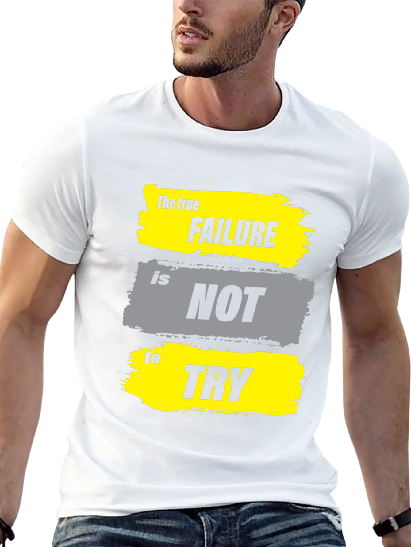 Black Motivational T-Shirt - Failure is Not to Try - Black view 13