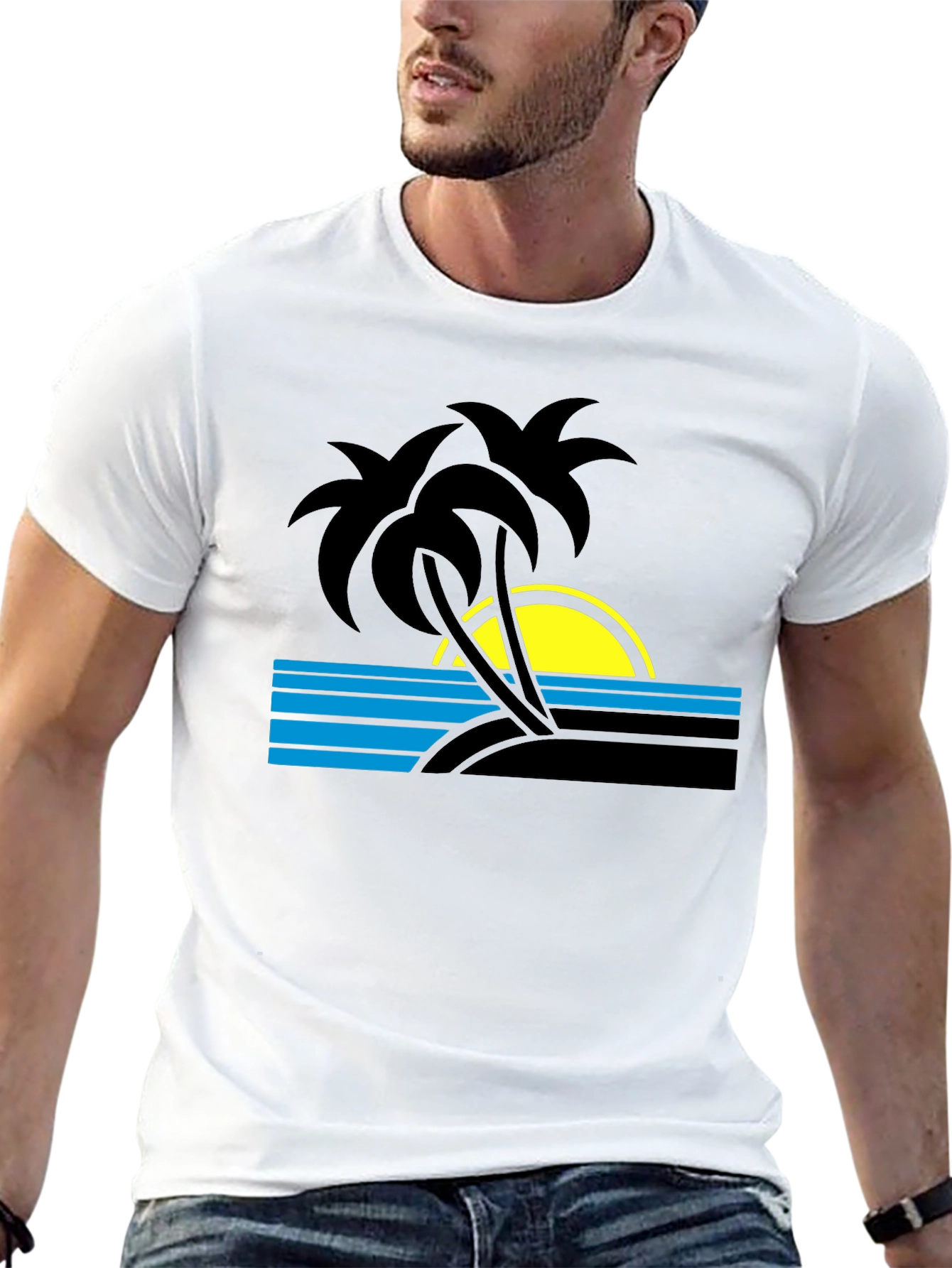 Black Retro Beach T-Shirt view 13