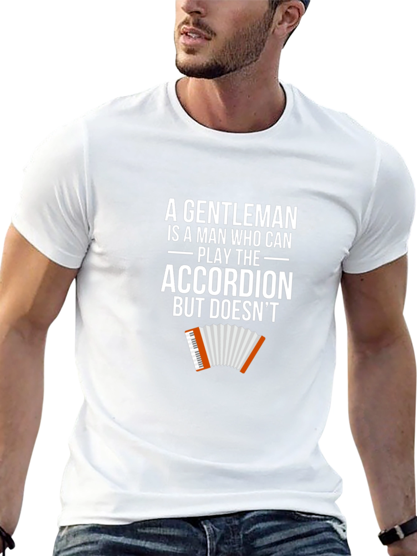 Black Gentleman Accordion T-Shirt - Humorous Musician Tee view 13