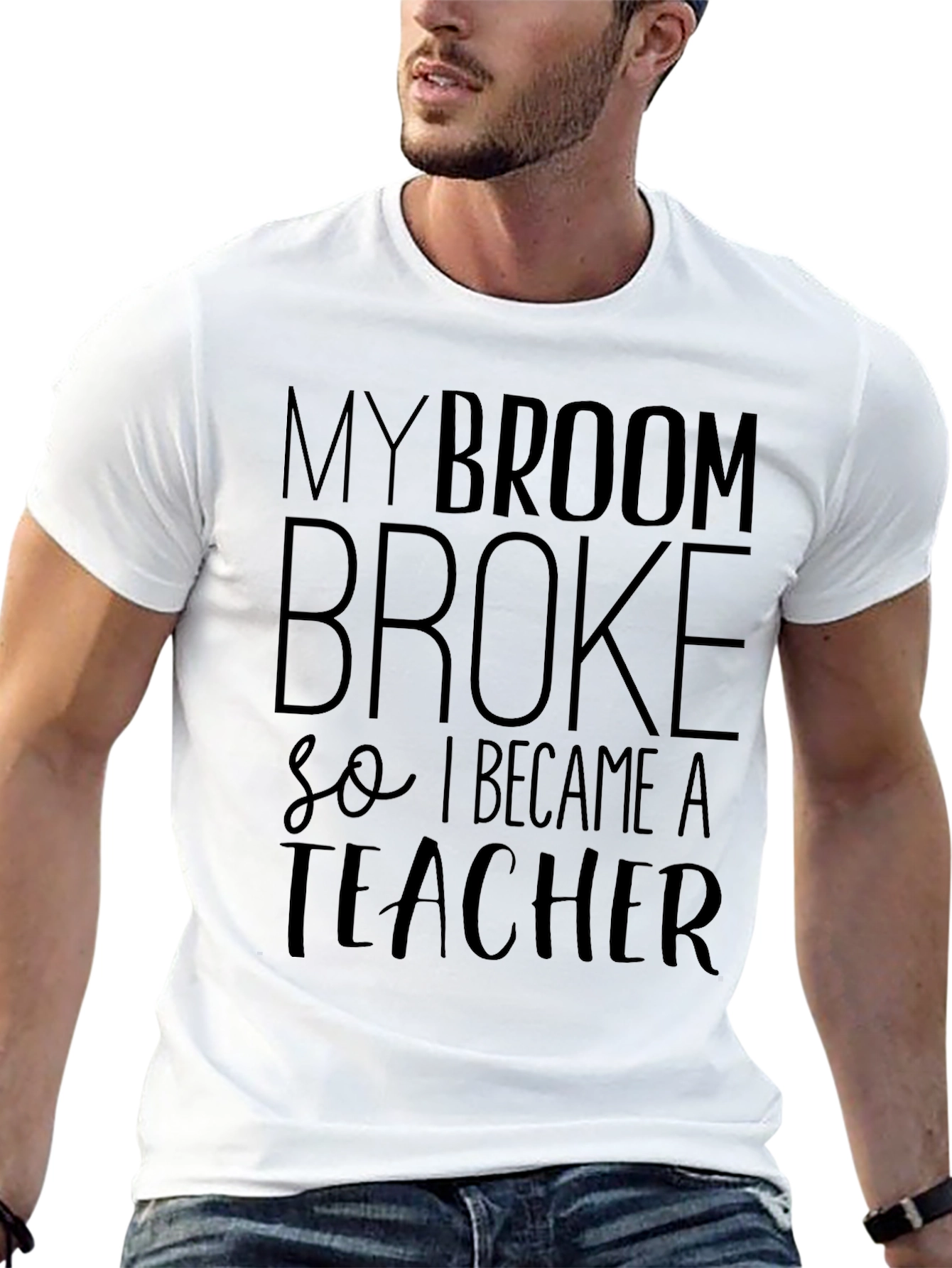 Black My Broom Broke T-Shirt - Funny Teacher Tee view 13