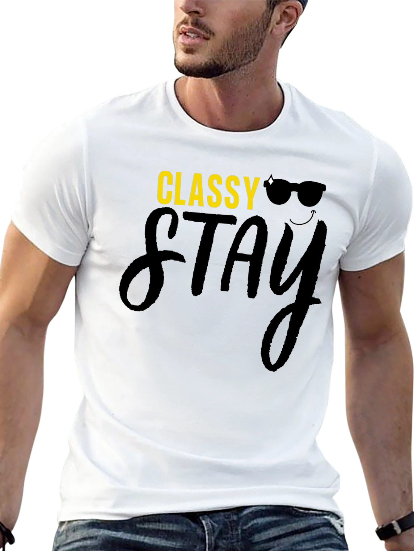 Black Classy Stay Black Graphic T-Shirt view 13