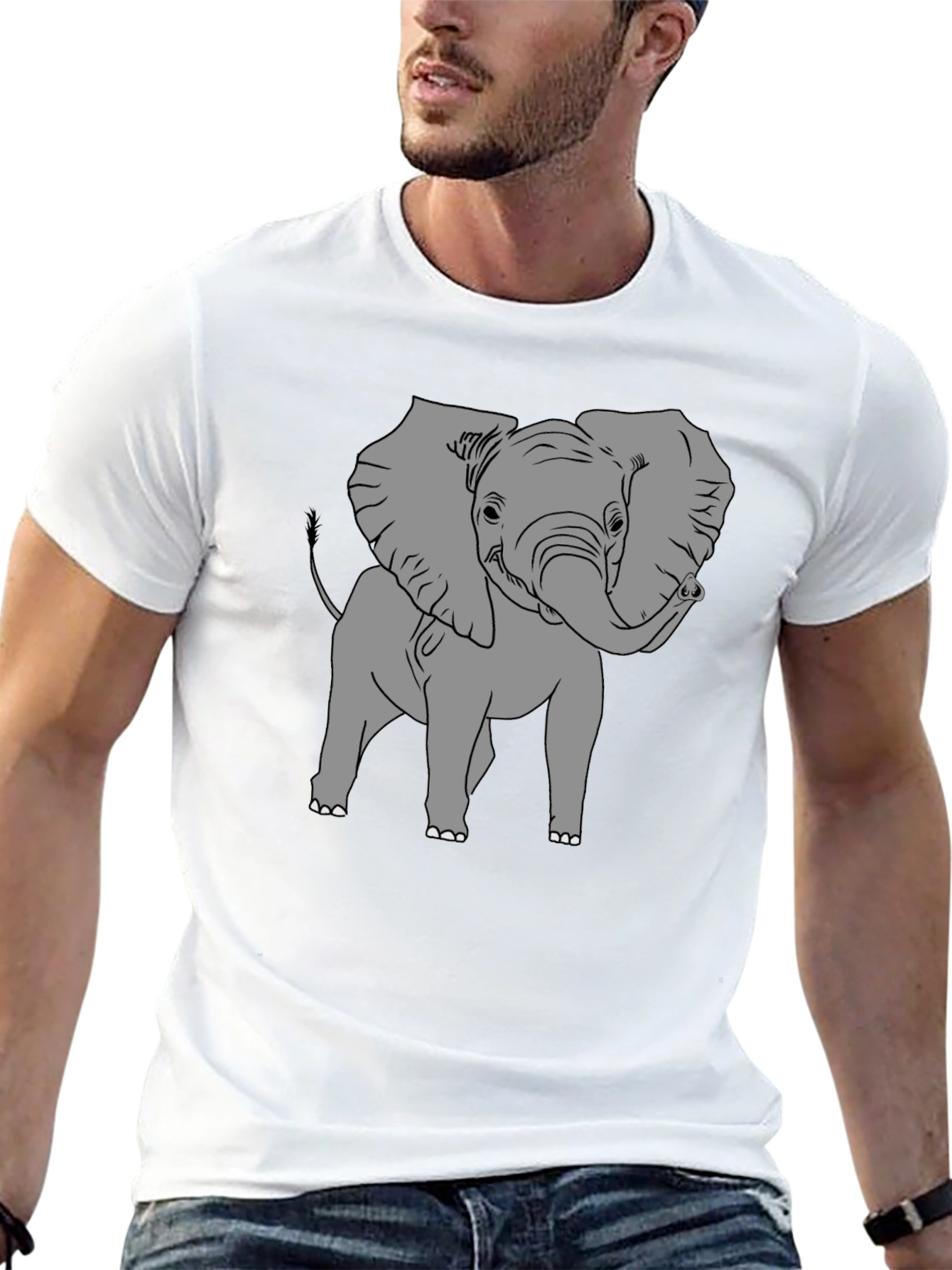 Black Elephant Graphic T-Shirt - Black Cotton Tee view 13