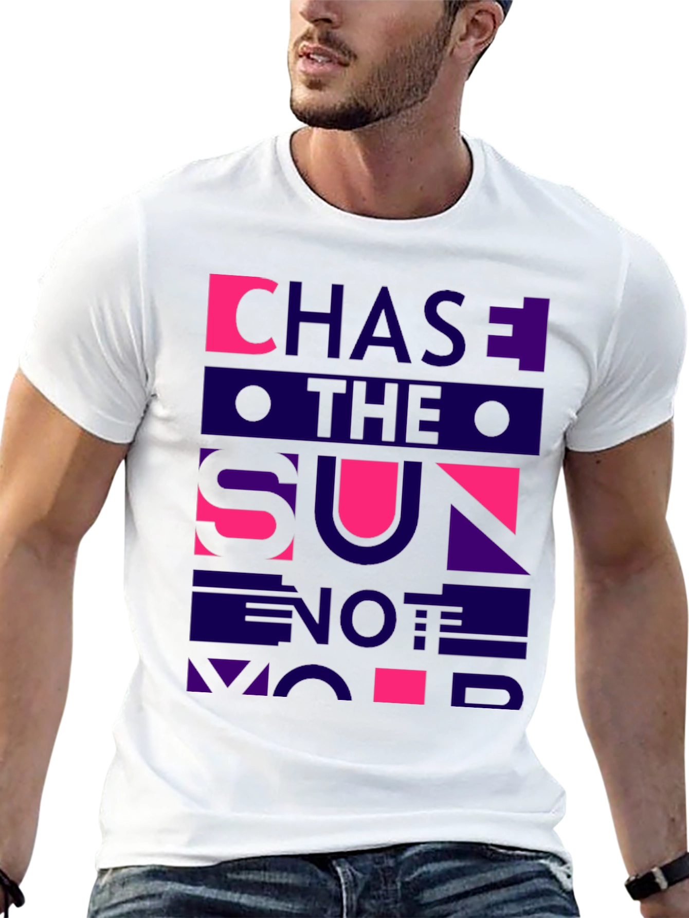 Black Chase The Sun Graphic Tee - Black Cotton Casual T-Shirt view 13