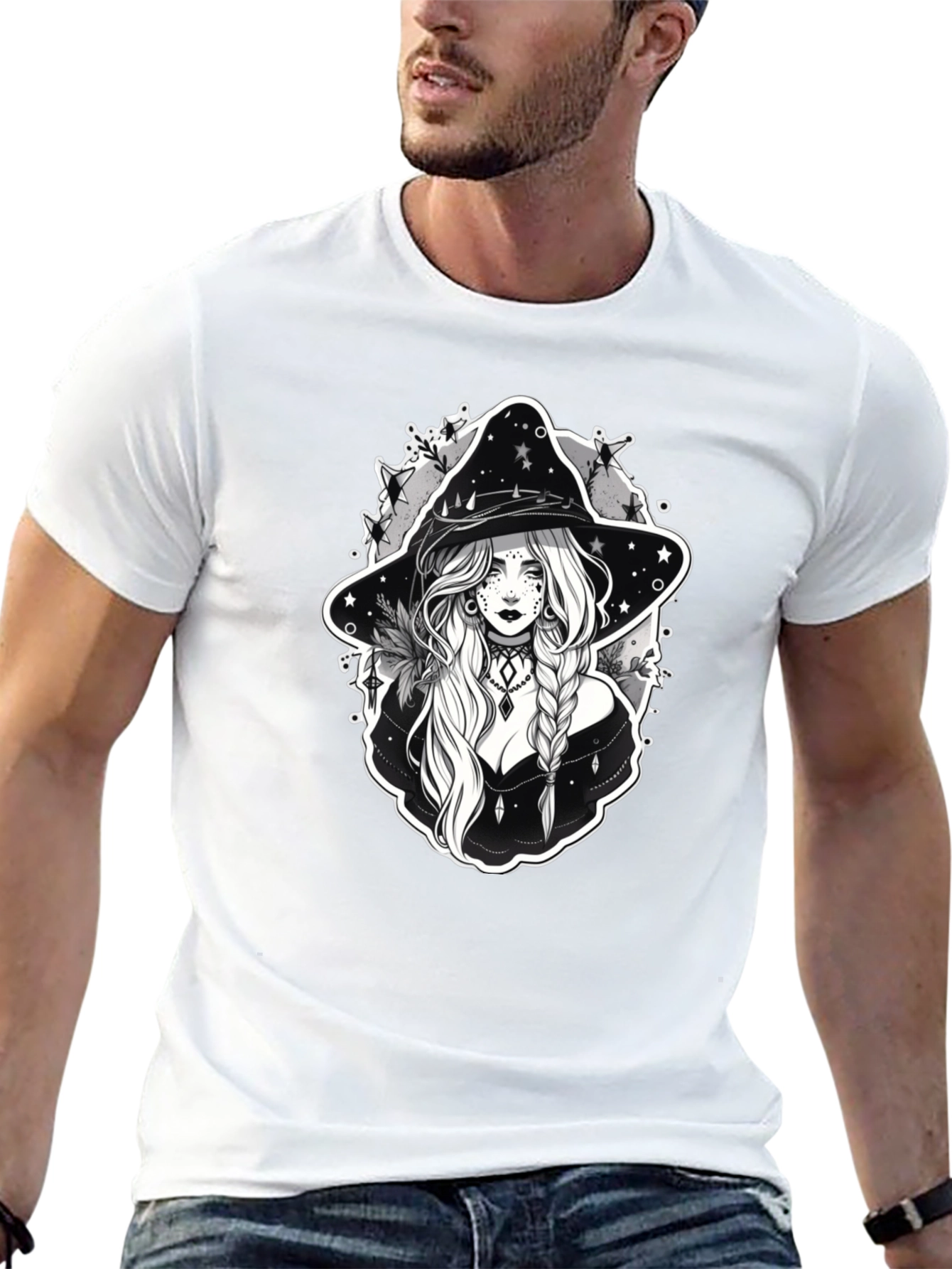 Black Witch Graphic T-Shirt - Black Cotton Tee view 13