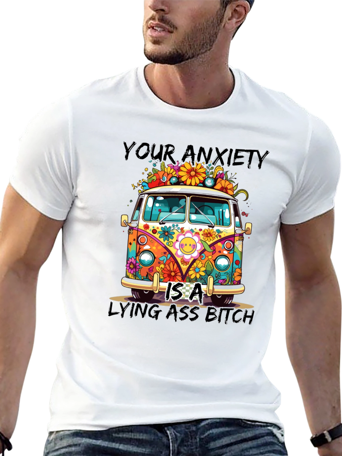 Black Anxiety Lying Ass Bitch Graphic Tee view 13