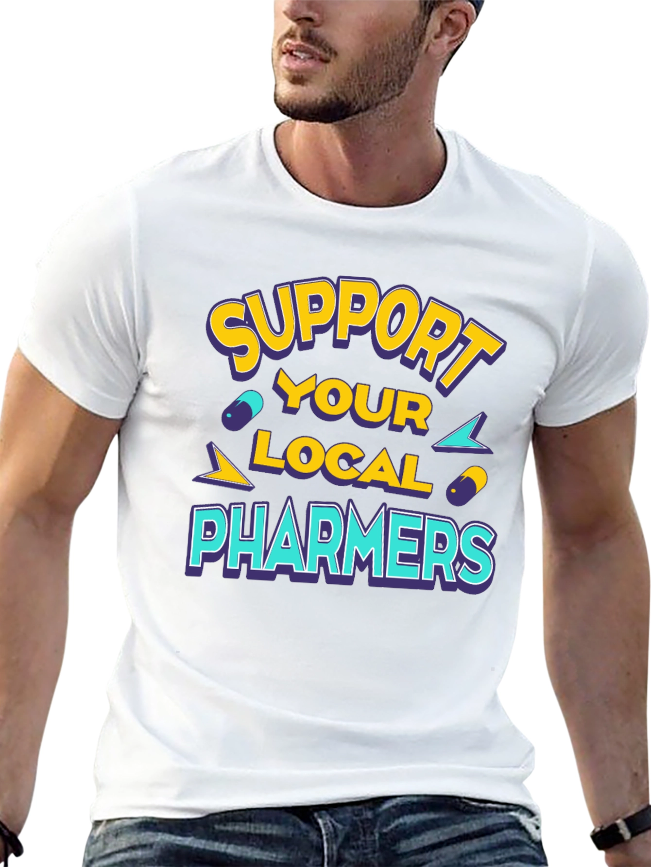 Black Support Your Local Pharmers Black T-Shirt view 13