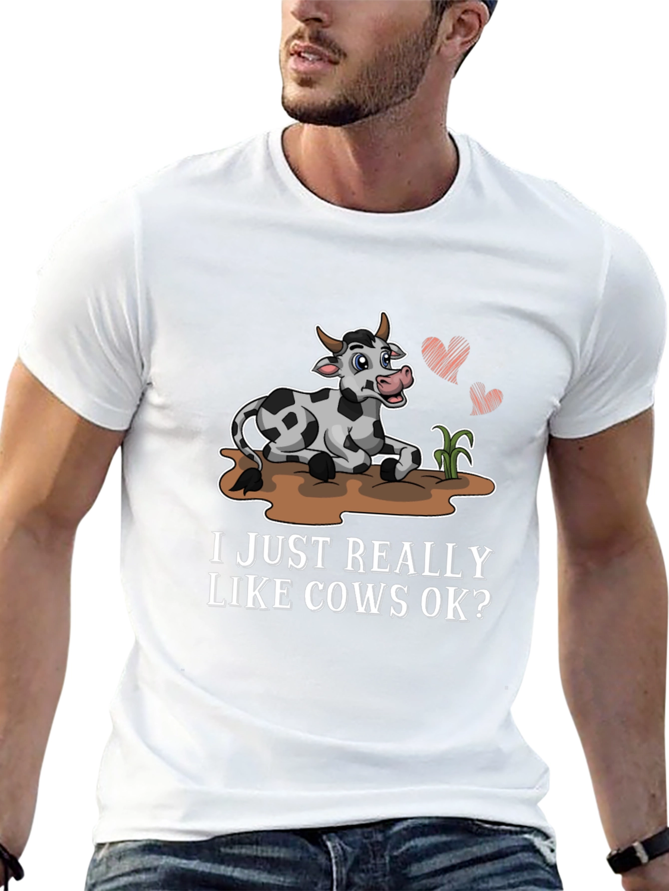 Black I Just Really Like Cows OK? T-Shirt view 13