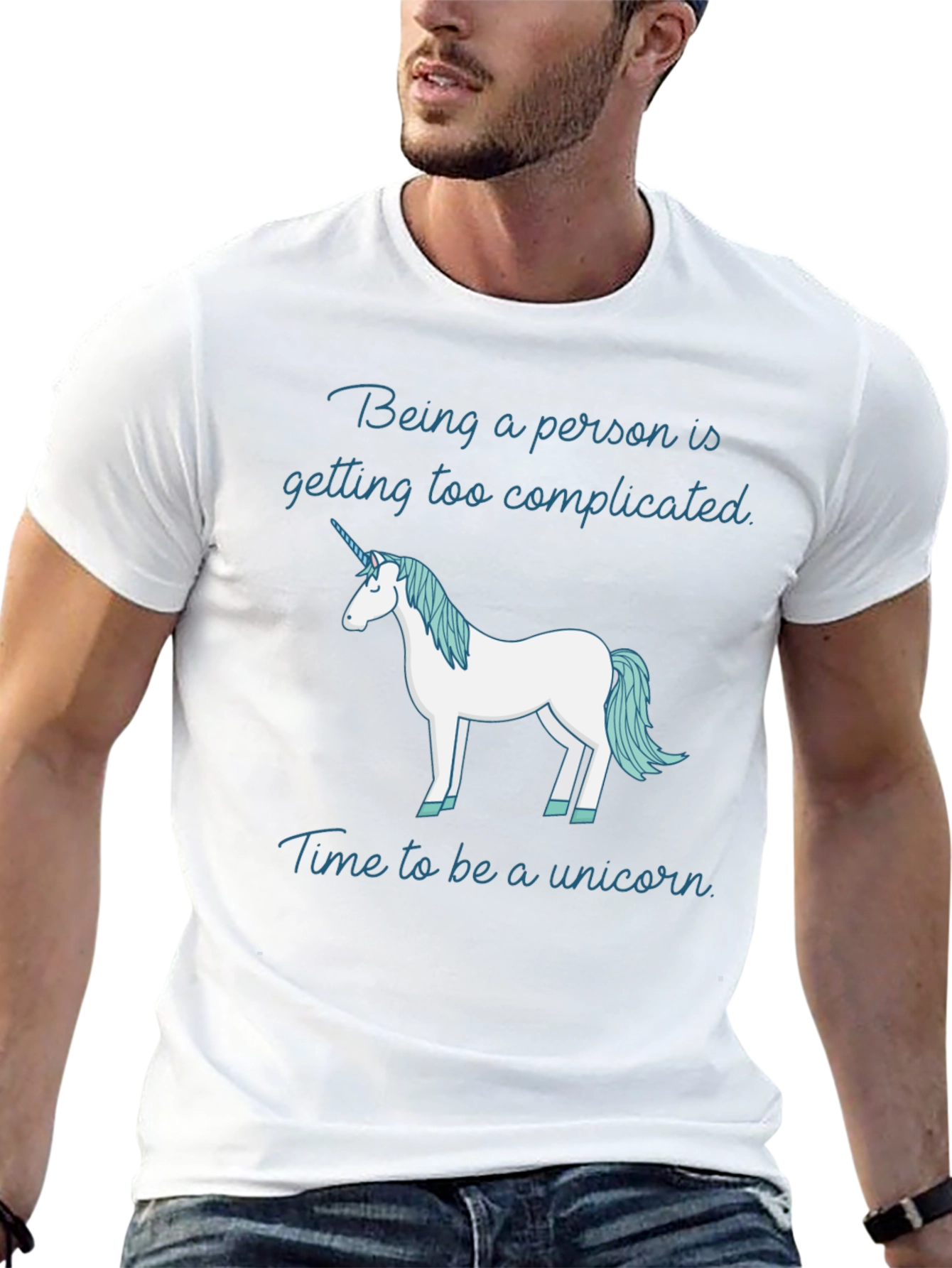 Black Funny Unicorn T-Shirt: Being a Person is Too Complicated view 13
