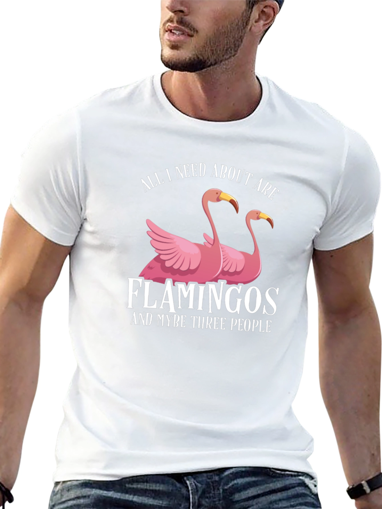 Black Funny Flamingo T-Shirt: All I Need Is Flamingos view 13