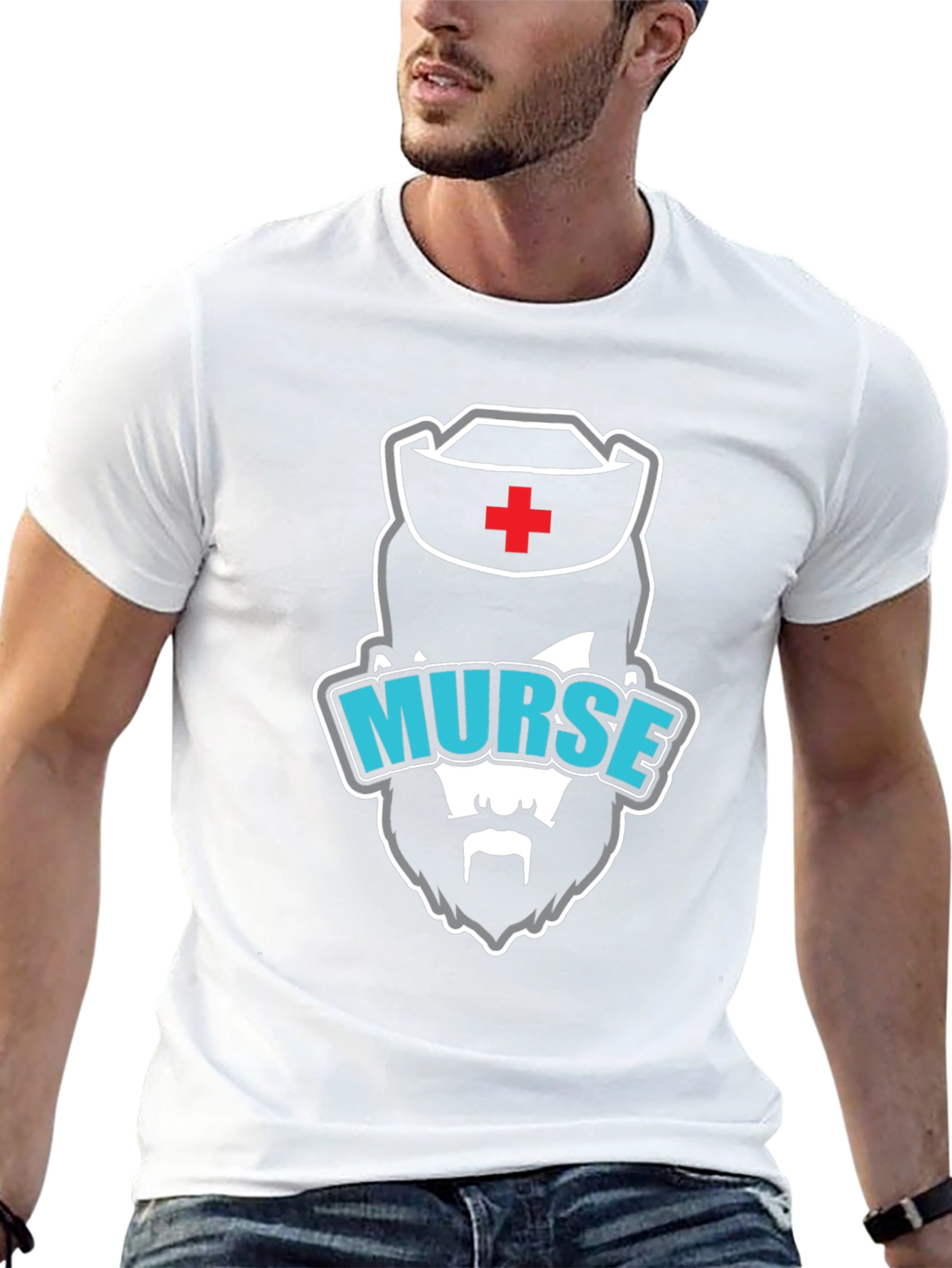 Black Murse T-Shirt - Bearded Nurse Graphic Tee view 13