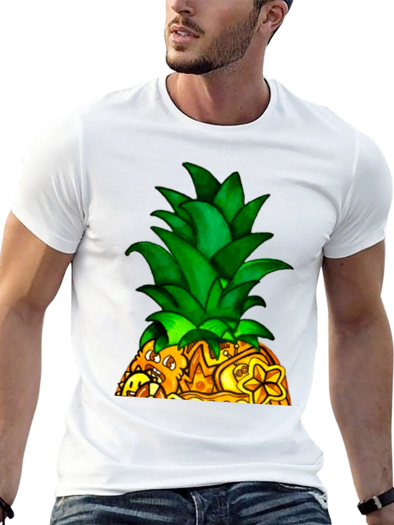 Black Novelty Pineapple Graphic Black T-Shirt view 13