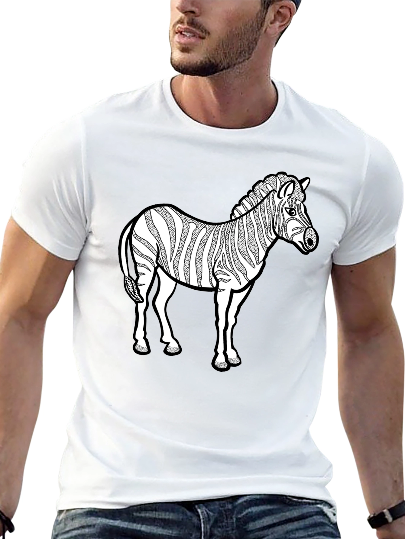 Black Zebra Graphic Print T-Shirt - Black view 13