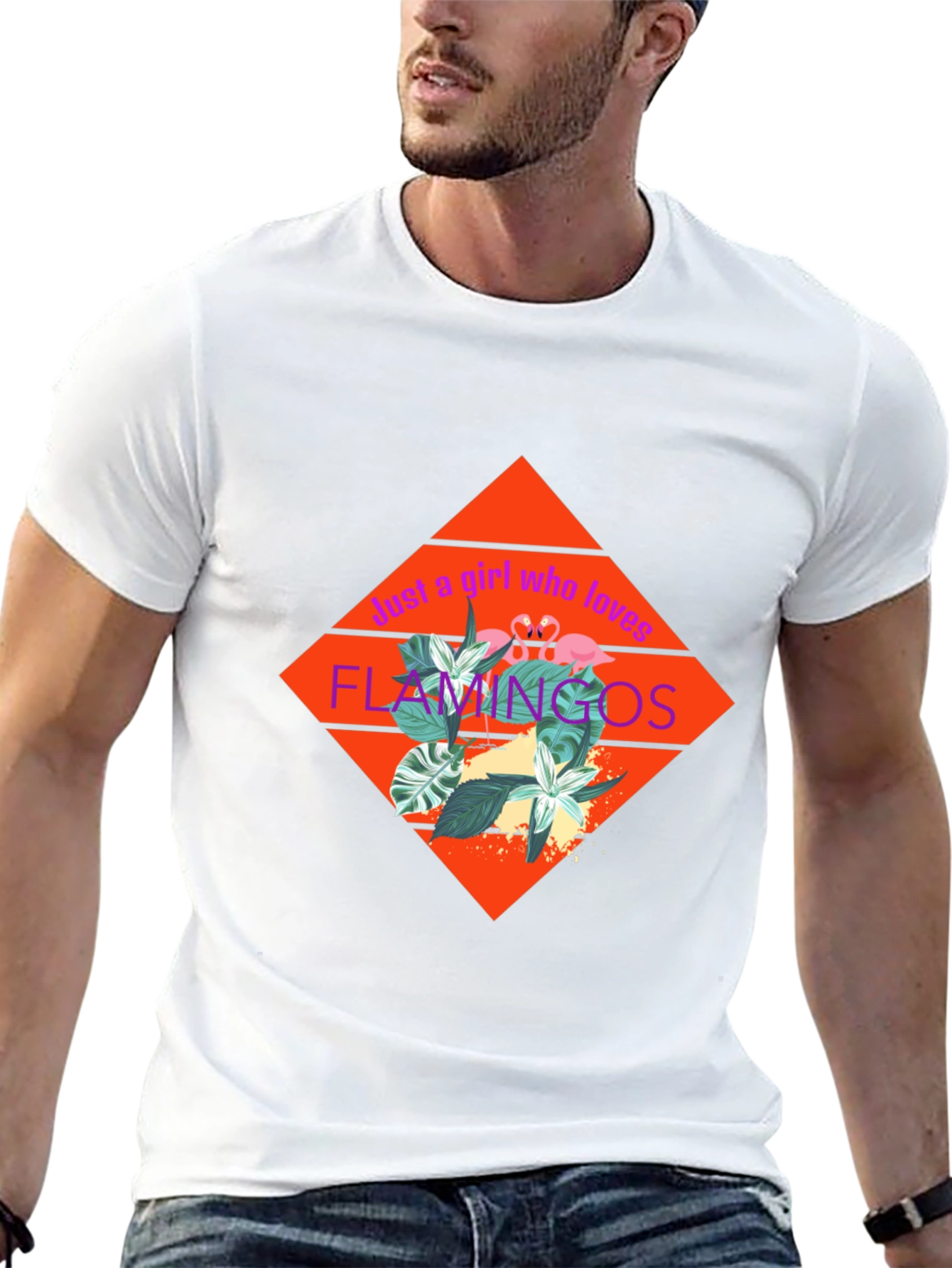 Black Just a Girl Who Loves Flamingos T-Shirt view 13