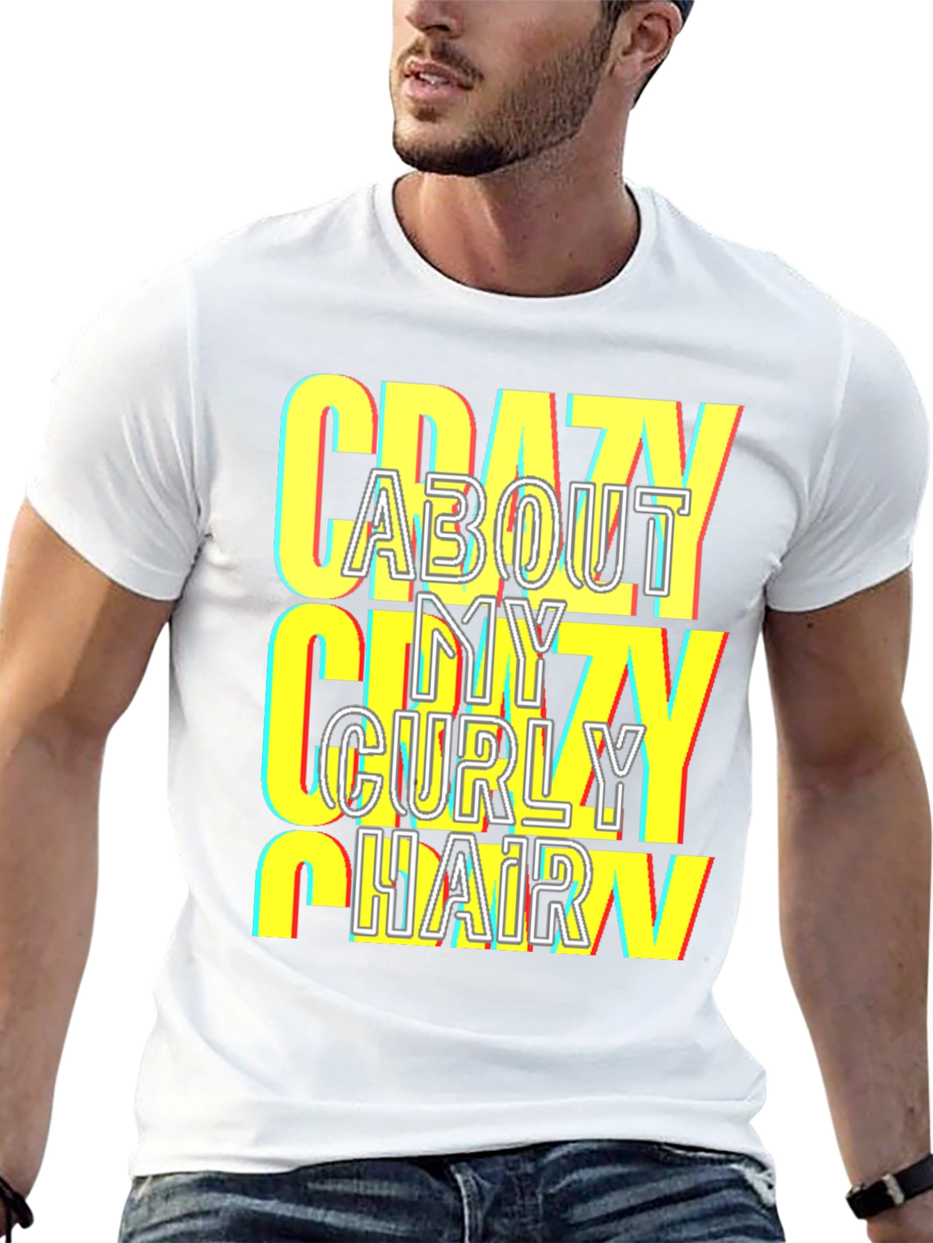 Black Crazy About My Curly Hair T-Shirt view 13