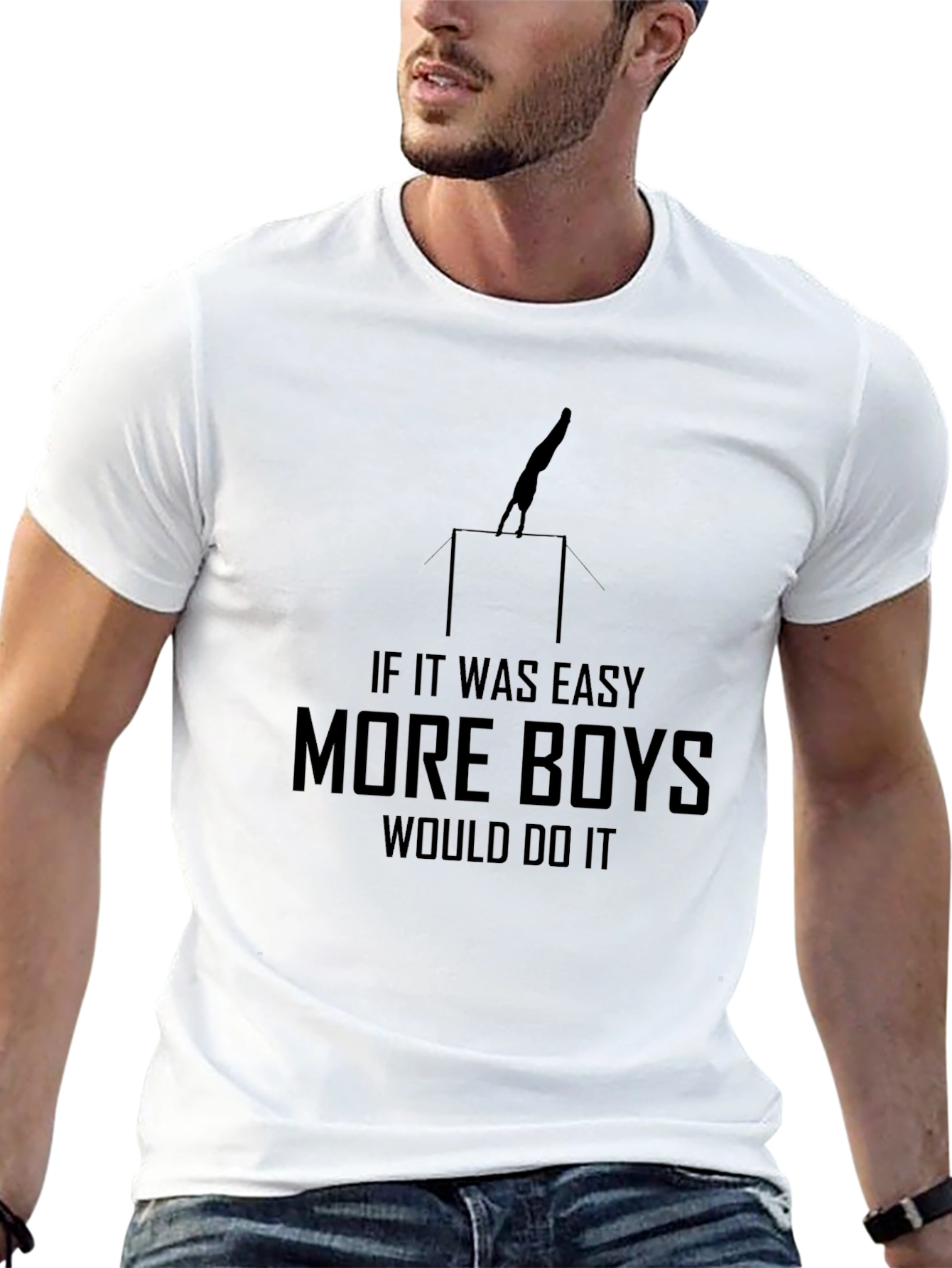 Black Gymnastics T-Shirt - If It Was Easy More Boys Would Do It view 13