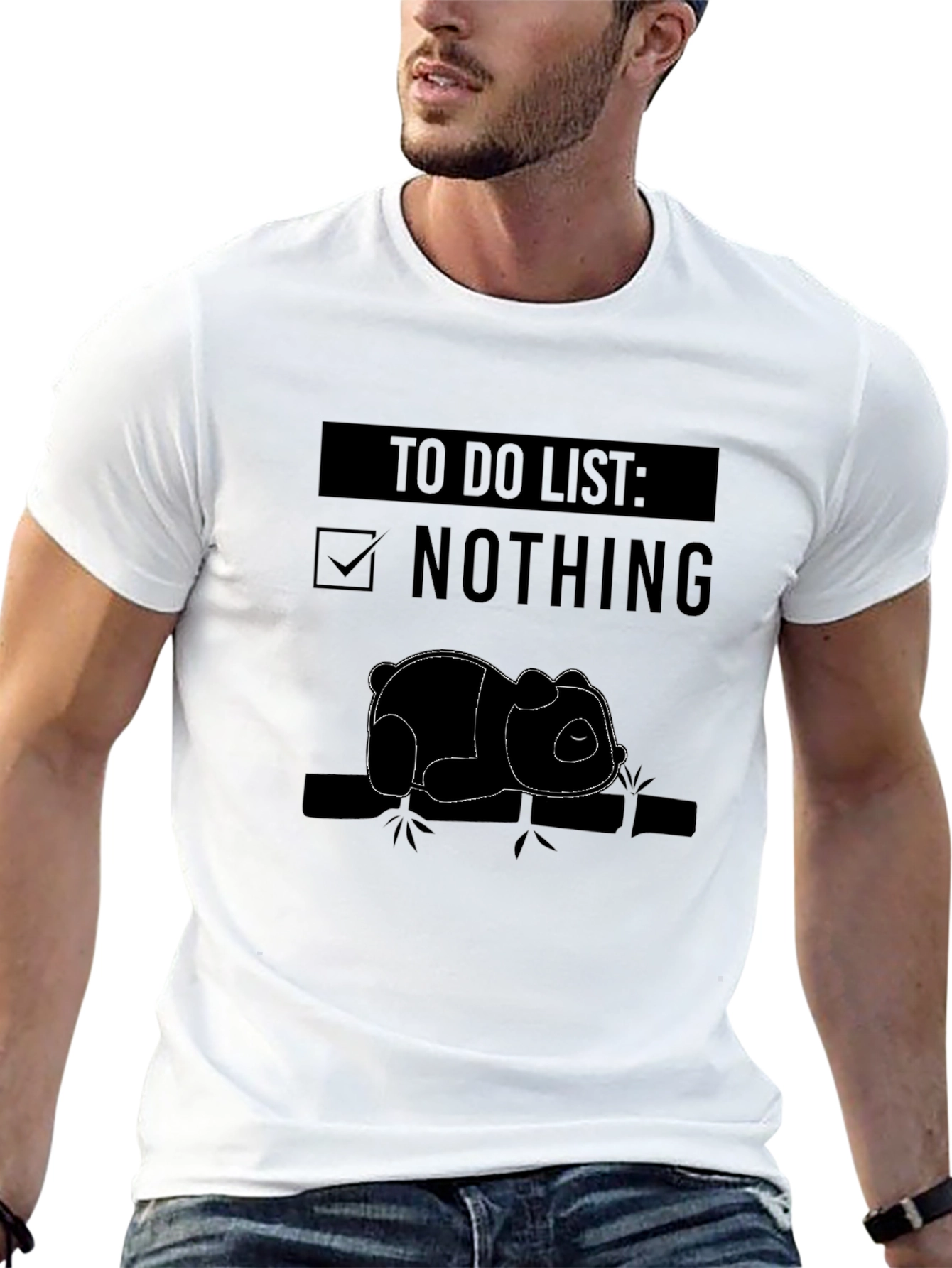 Black Lazy Panda T-Shirt - To Do List Nothing view 13