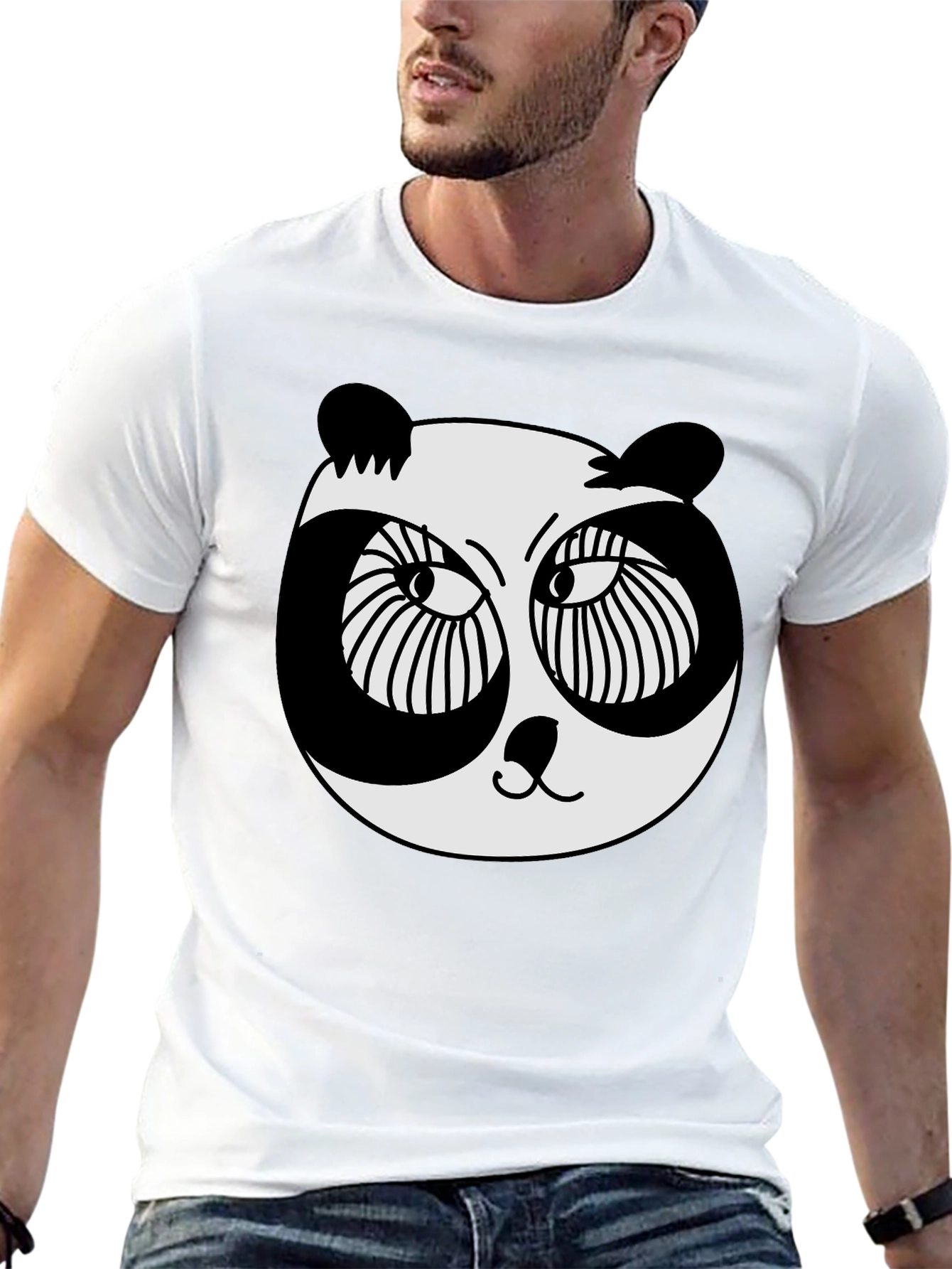 Black Panda Graphic T-Shirt - Black Crew Neck Tee view 13