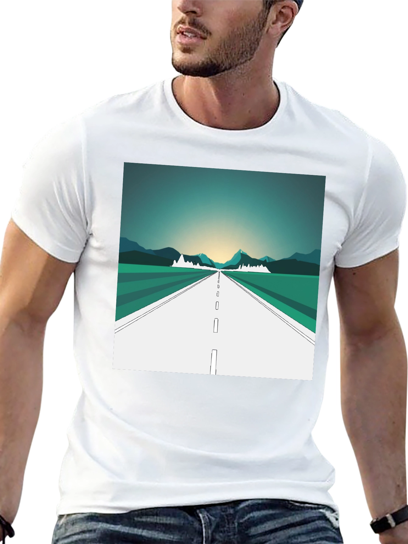 Black Road Trip Graphic Tee - Black Cotton T-Shirt view 13