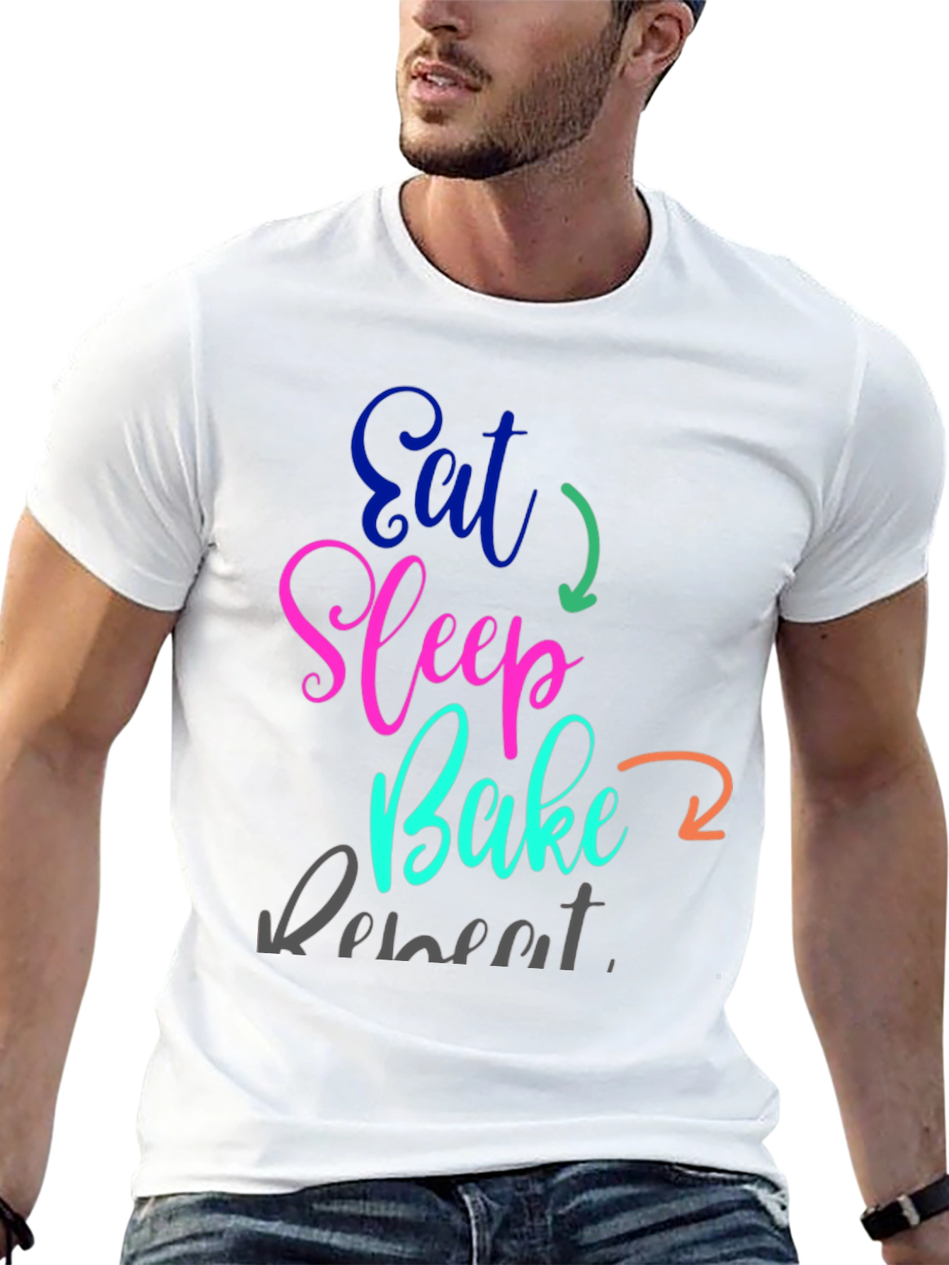 Black Eat Sleep Bake Repeat T-Shirt view 13