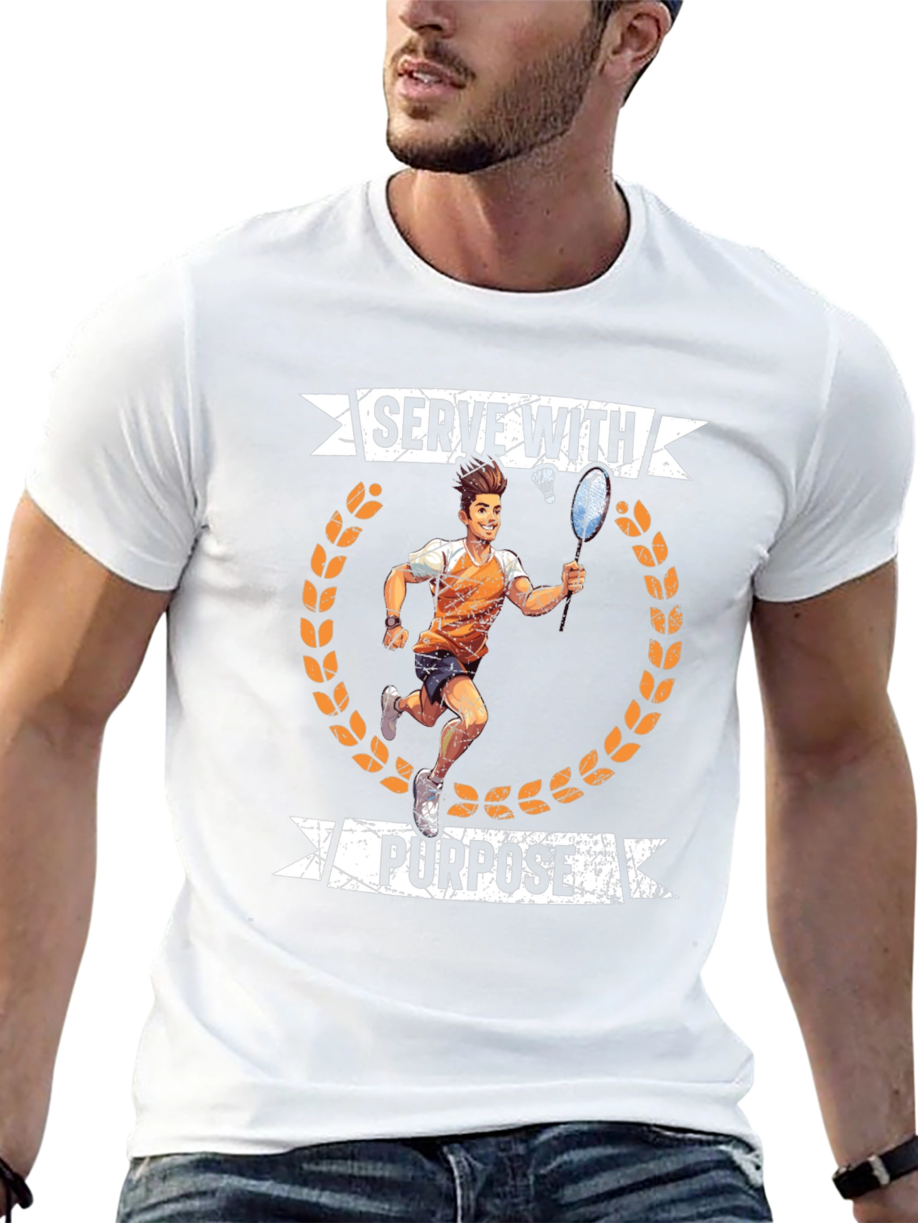 Black Serve With Purpose Badminton Graphic T-Shirt view 13