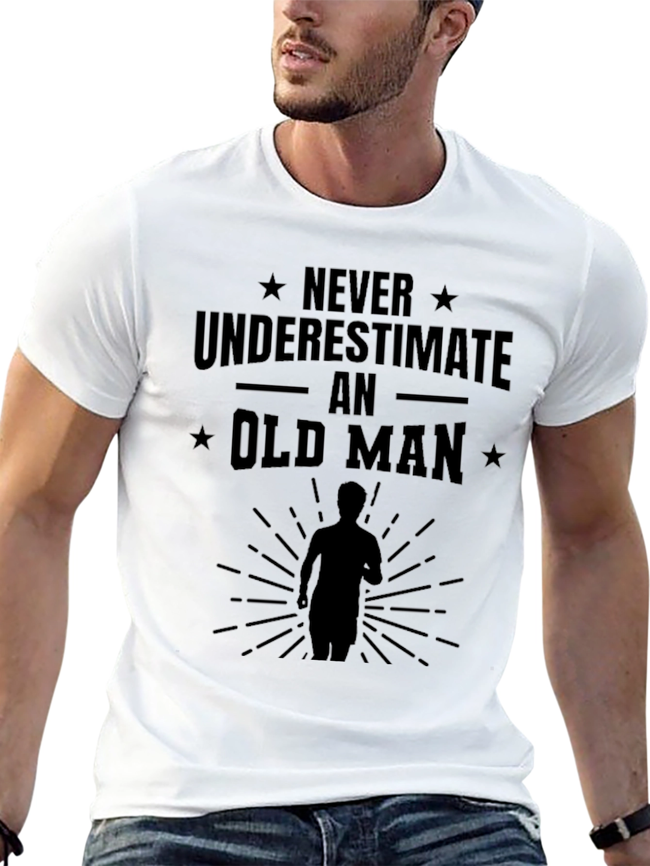 Black Never Underestimate an Old Man T-Shirt view 13
