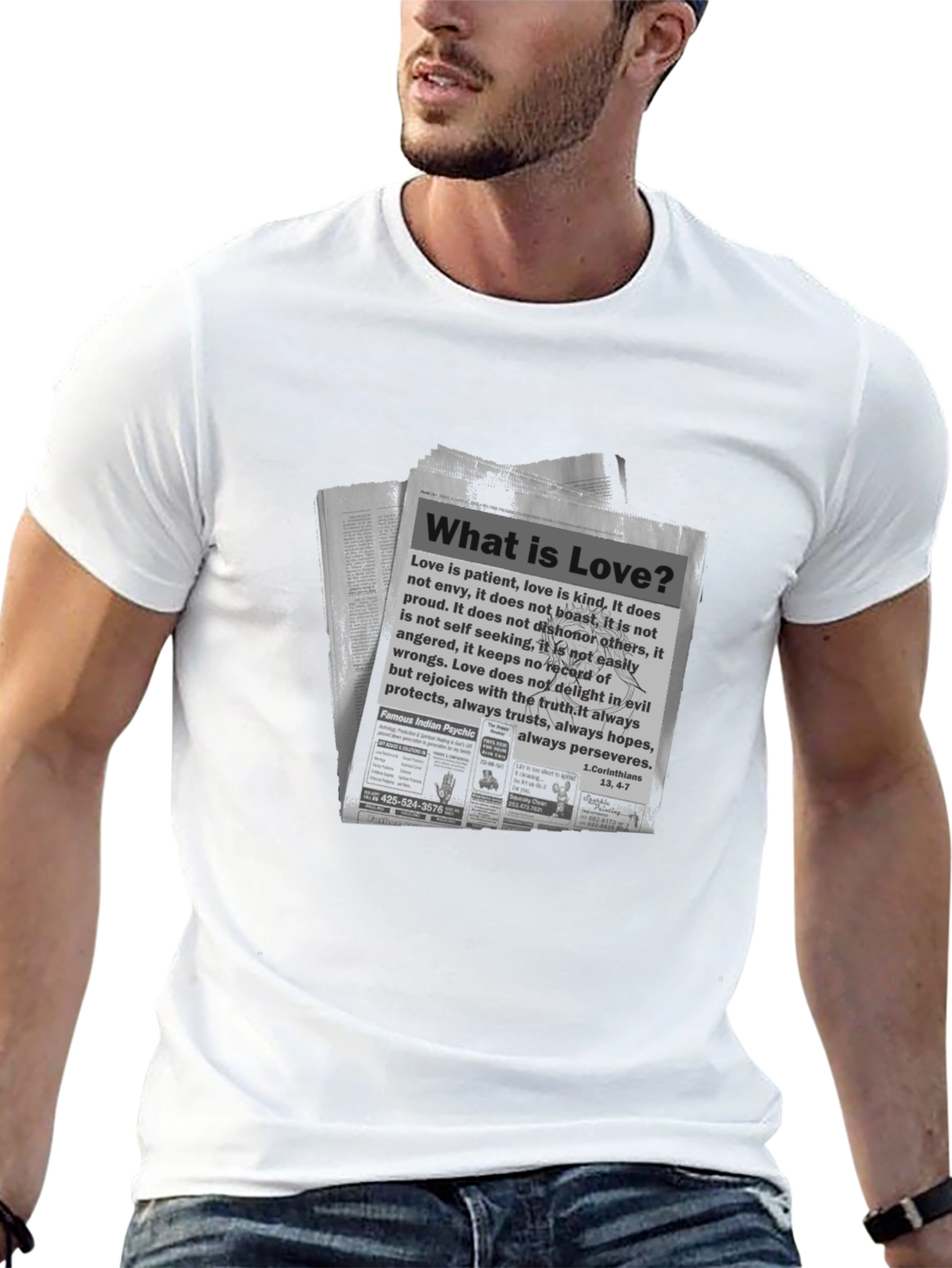 Black Love Definition Newspaper Print Black T-Shirt view 13