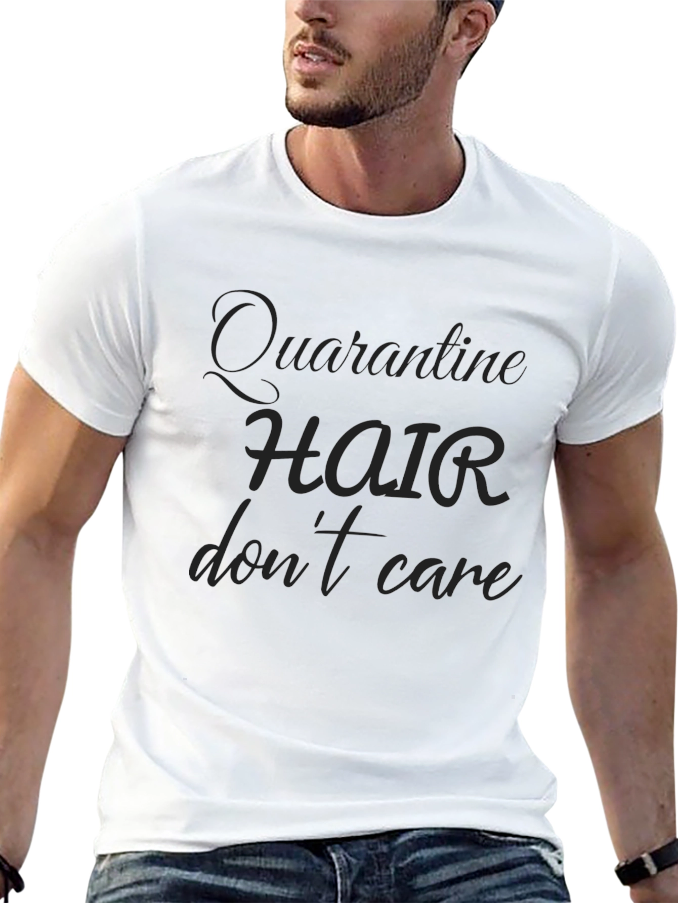 Black Quarantine Hair Don't Care T-Shirt - Casual Comfort view 13