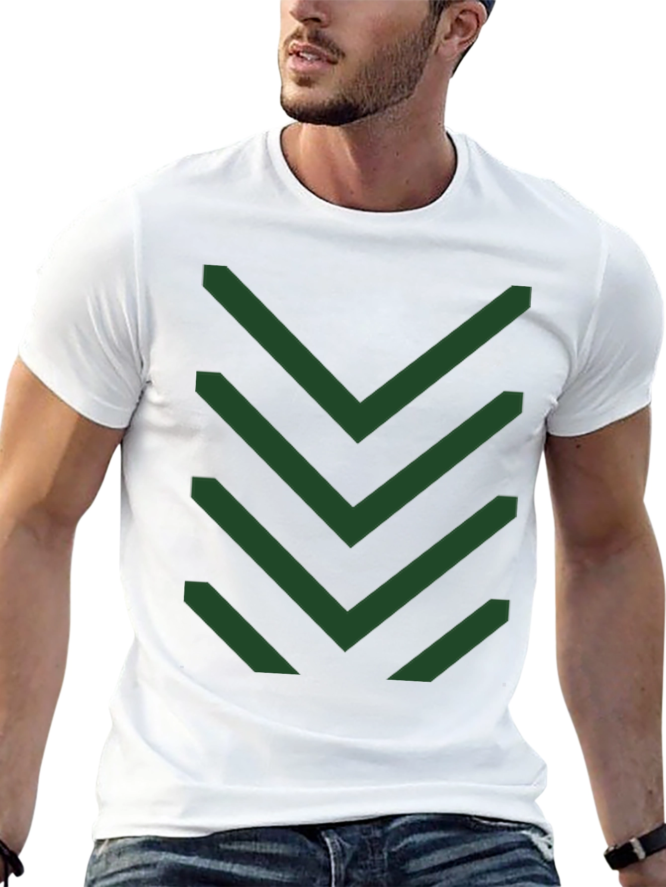 Black Chevron Pattern Tee - Modern Geometric Design view 13