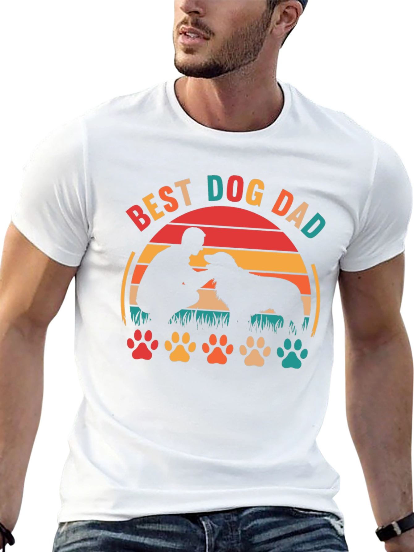 Best Dog Dad T-Shirt: Silhouette Design, Casual Wear - 13
