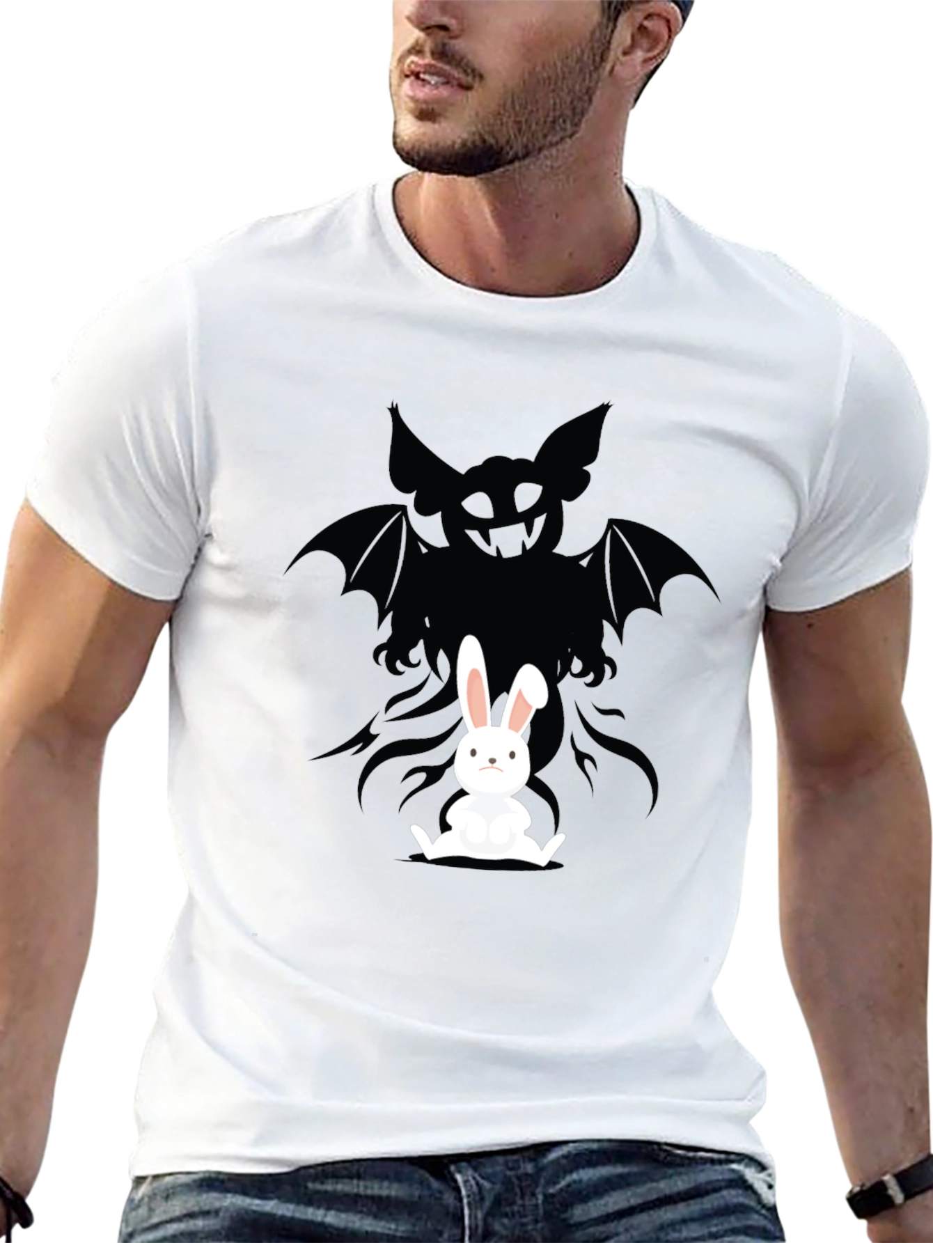Black Rabbit's Shadow T-Shirt - Dark Humor Design view 13