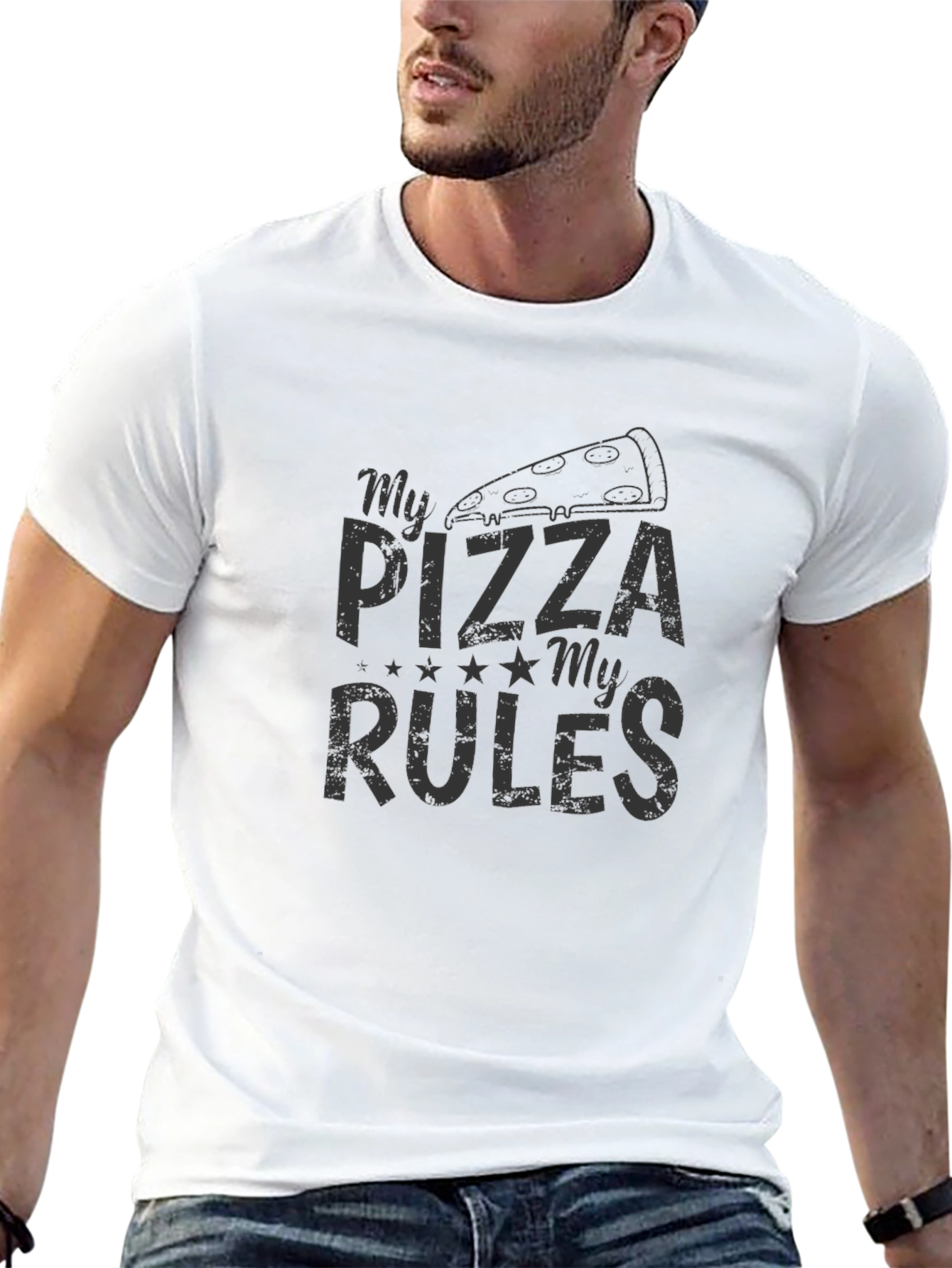 Black My Pizza My Rules Black T-Shirt view 13