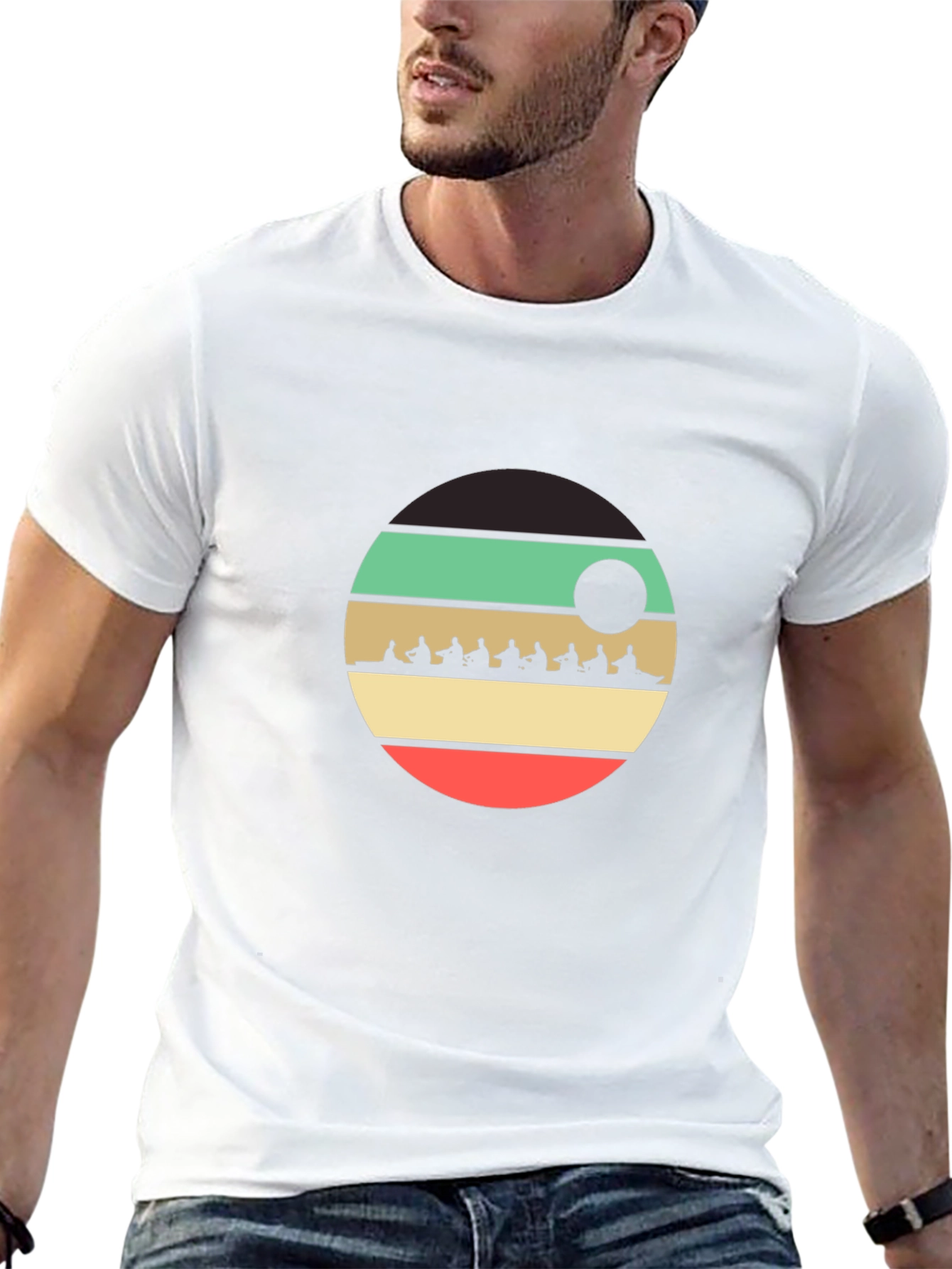 Black Rowing Team Retro Style T-Shirt view 13