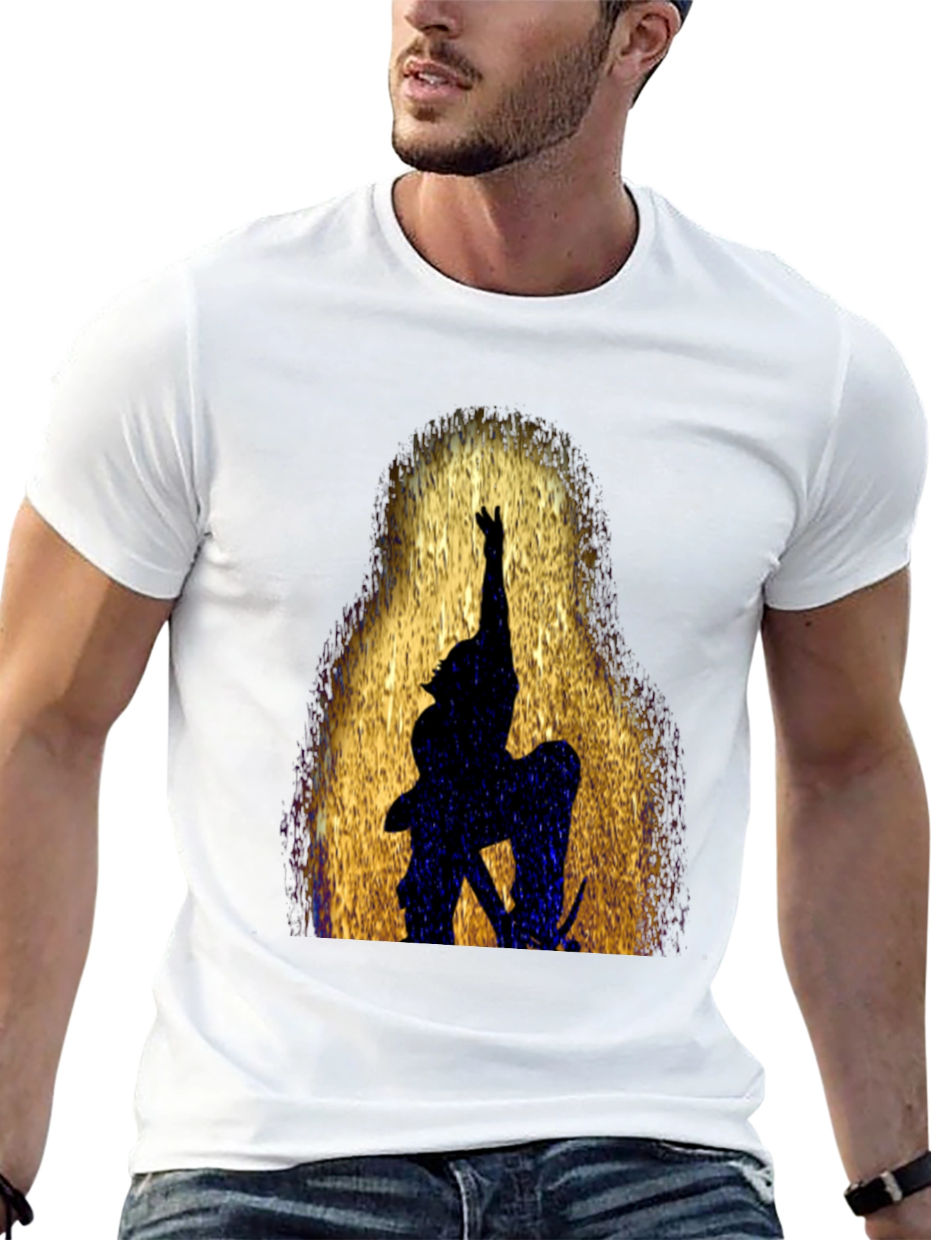 Black Silhouette Warrior Graphic Black T-Shirt view 13