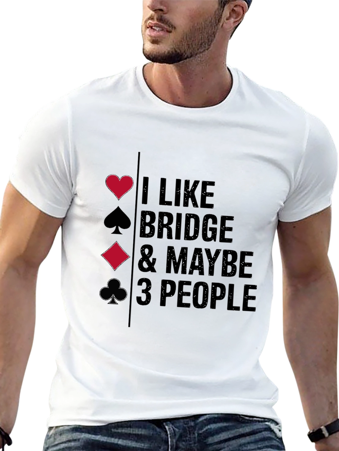 Black Bridge Lover T-Shirt - I Like Bridge & Maybe 3 People view 13