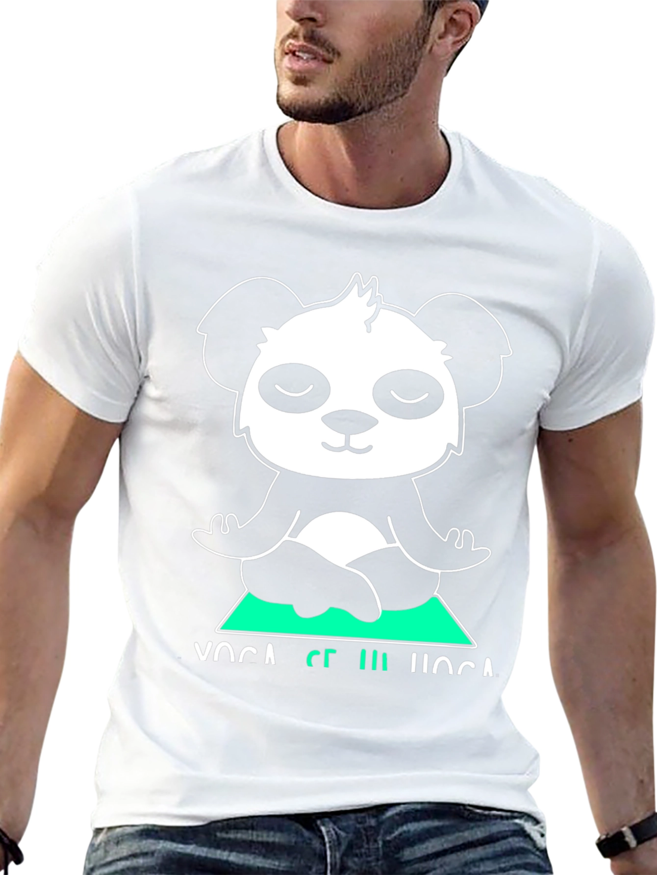 Black Yoga Panda Graphic Tee - Meditating Bear Shirt view 13