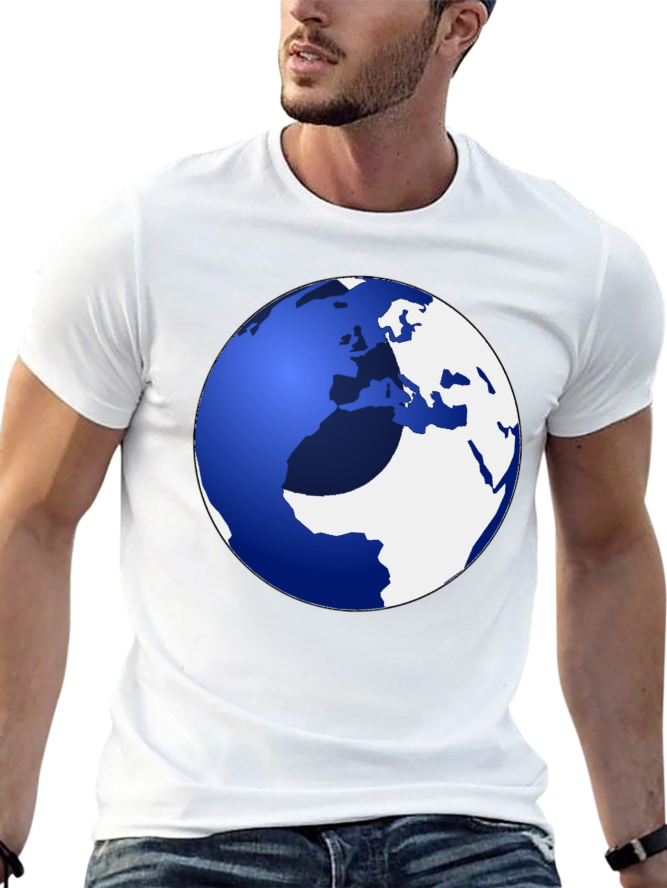 Black Globe Graphic Tee - Earth Design Casual Shirt view 13