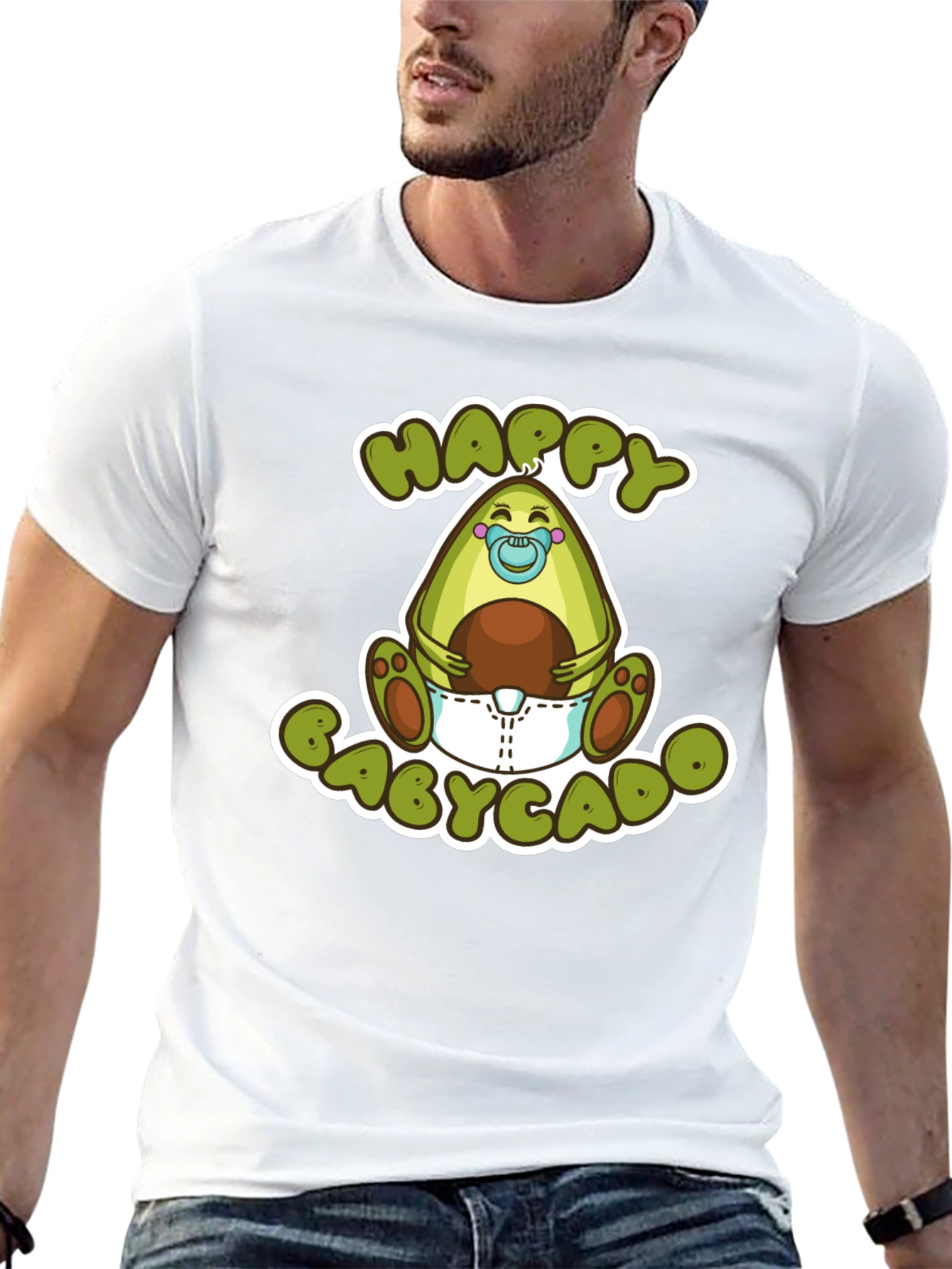 Black Happy Babycado T-Shirt: Cute Avocado Design view 13