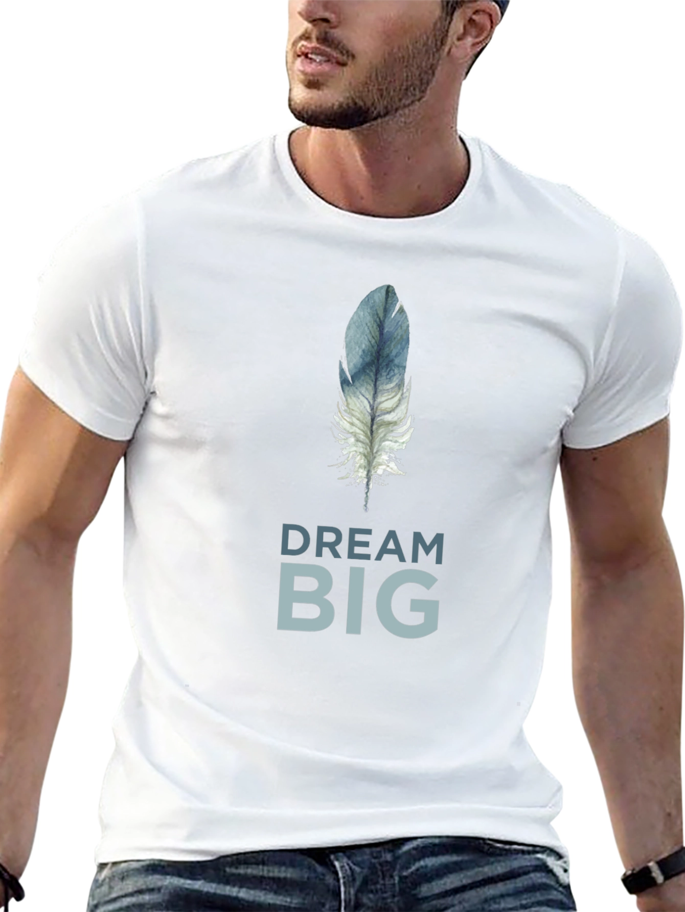 Black Dream Big Feather Graphic T-Shirt - Soft Cotton Tee view 13