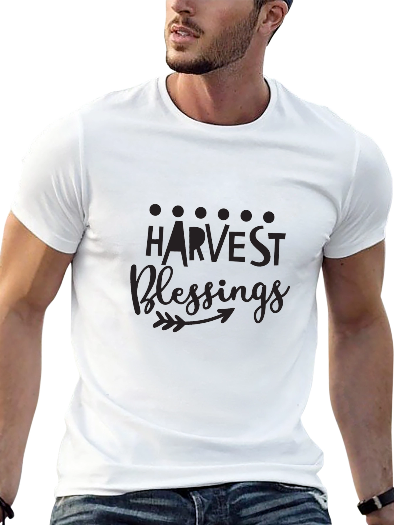 Black Harvest Blessings Black Graphic T-Shirt view 13