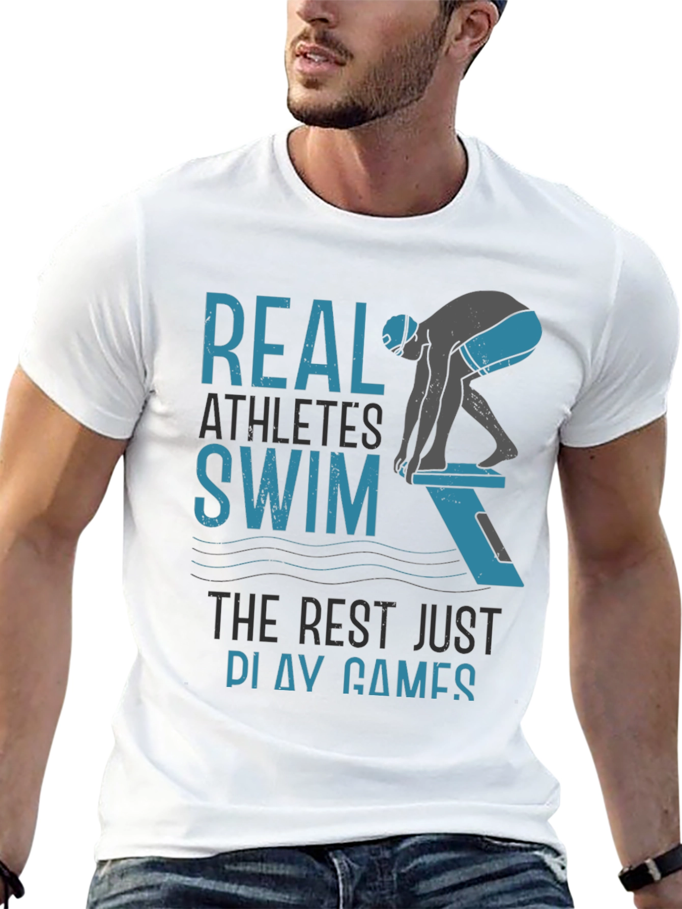 Black Real Athletes Swim T-Shirt - Black Cotton Tee view 13