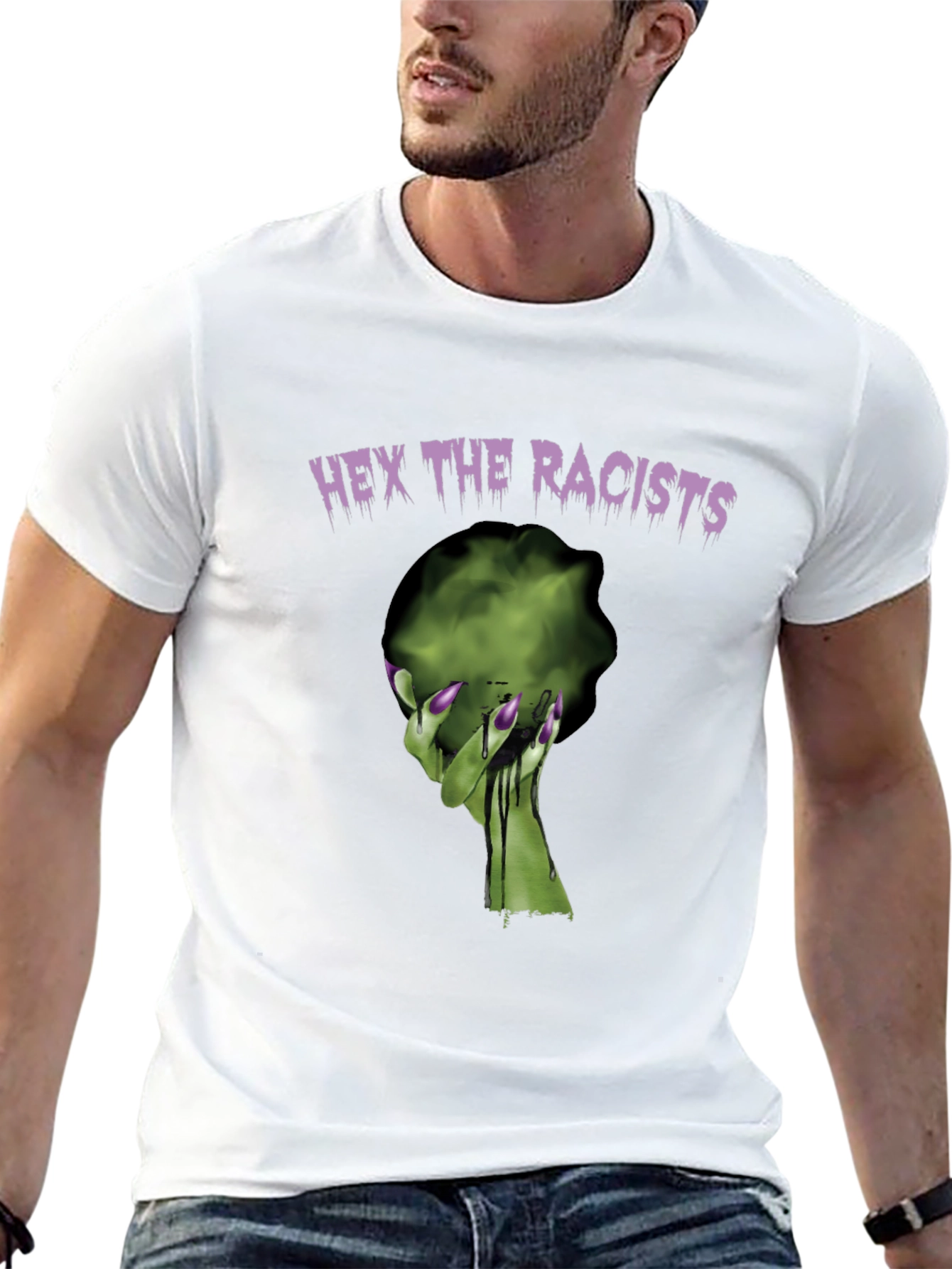Black Hex the Racists Graphic T-Shirt view 13