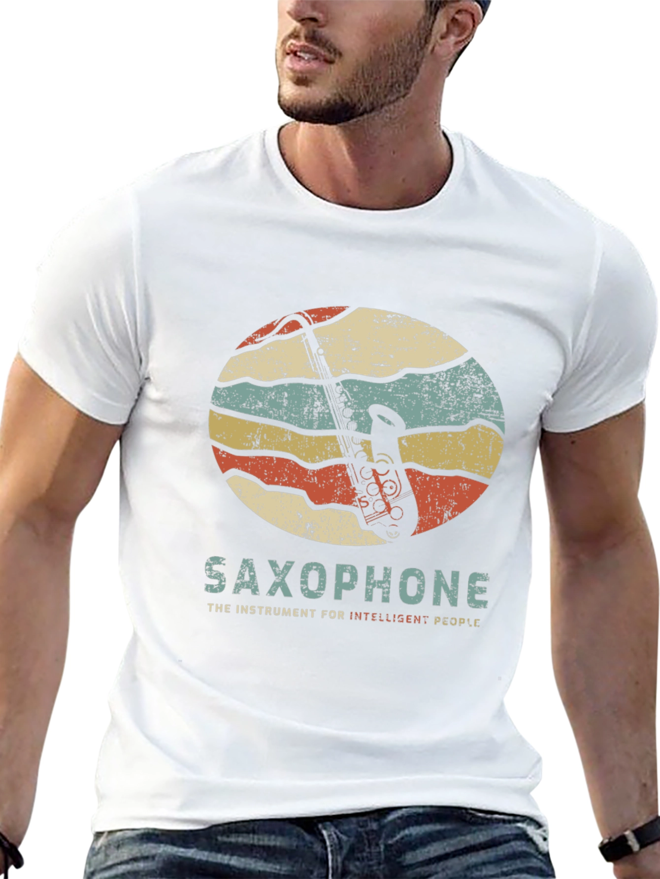 Black Saxophone Retro Graphic T-Shirt view 13